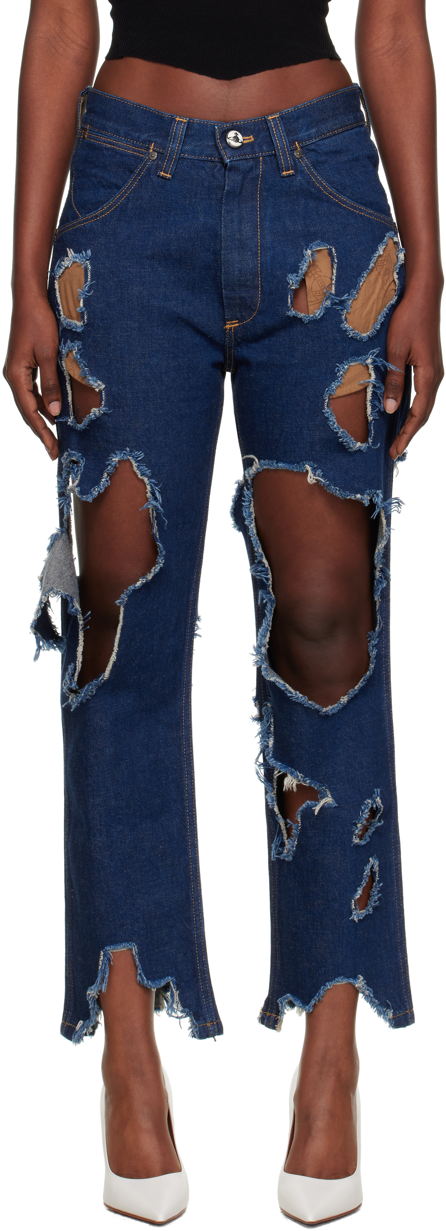 Vivienne Westwood: Blue Distressed Ranch Jeans | SSENSE