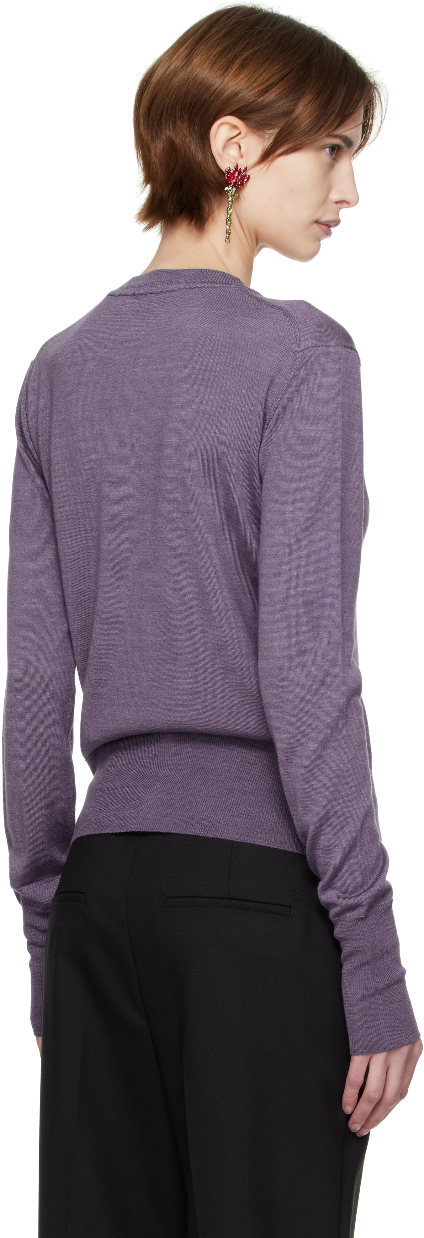 Vivienne Westwood Wool Blend Bea Cardigan With Ribbed Cuffs And Hem In J402 Lavender