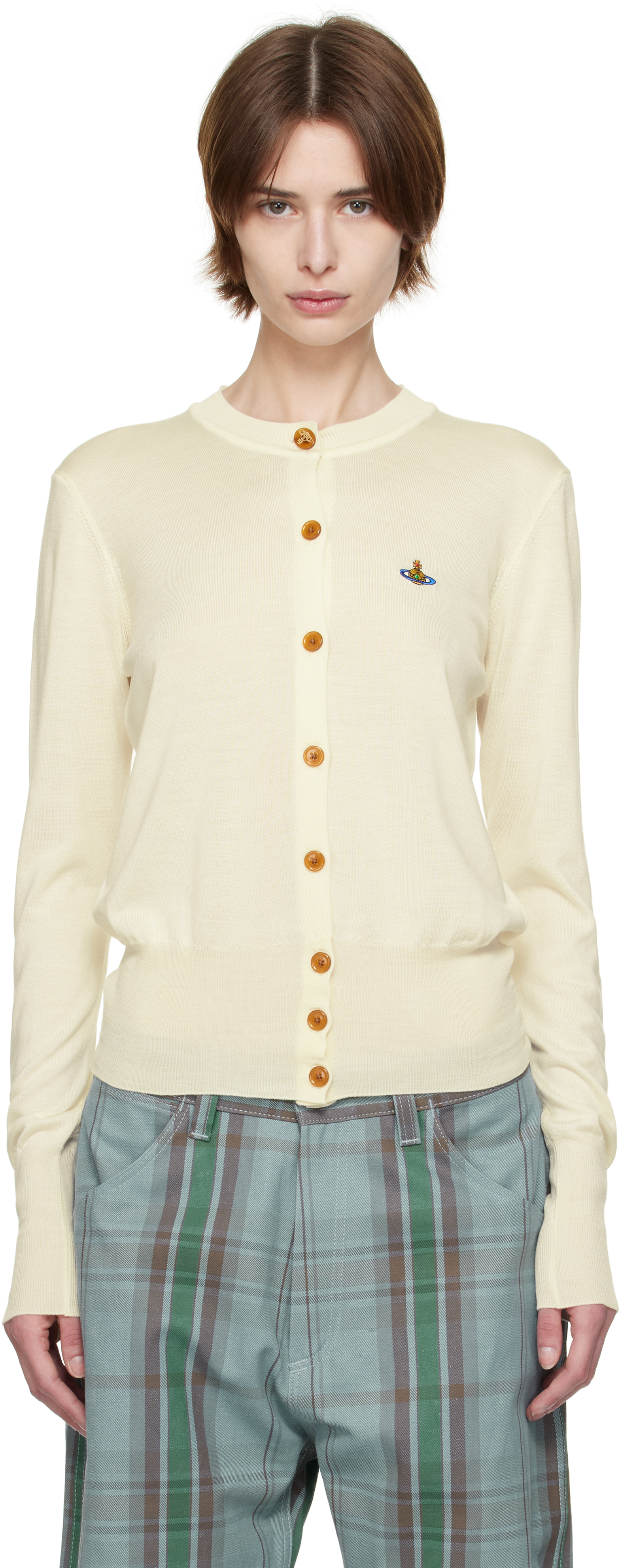 Shop Vivienne Westwood Off-white Bea Cardigan In A408 Cream
