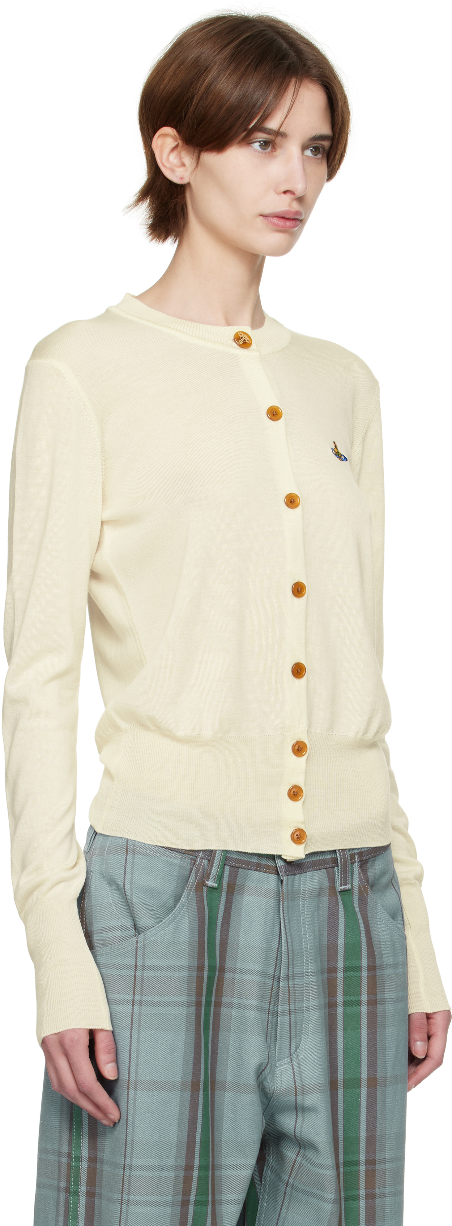 Shop Vivienne Westwood Off-white Bea Cardigan In A408 Cream