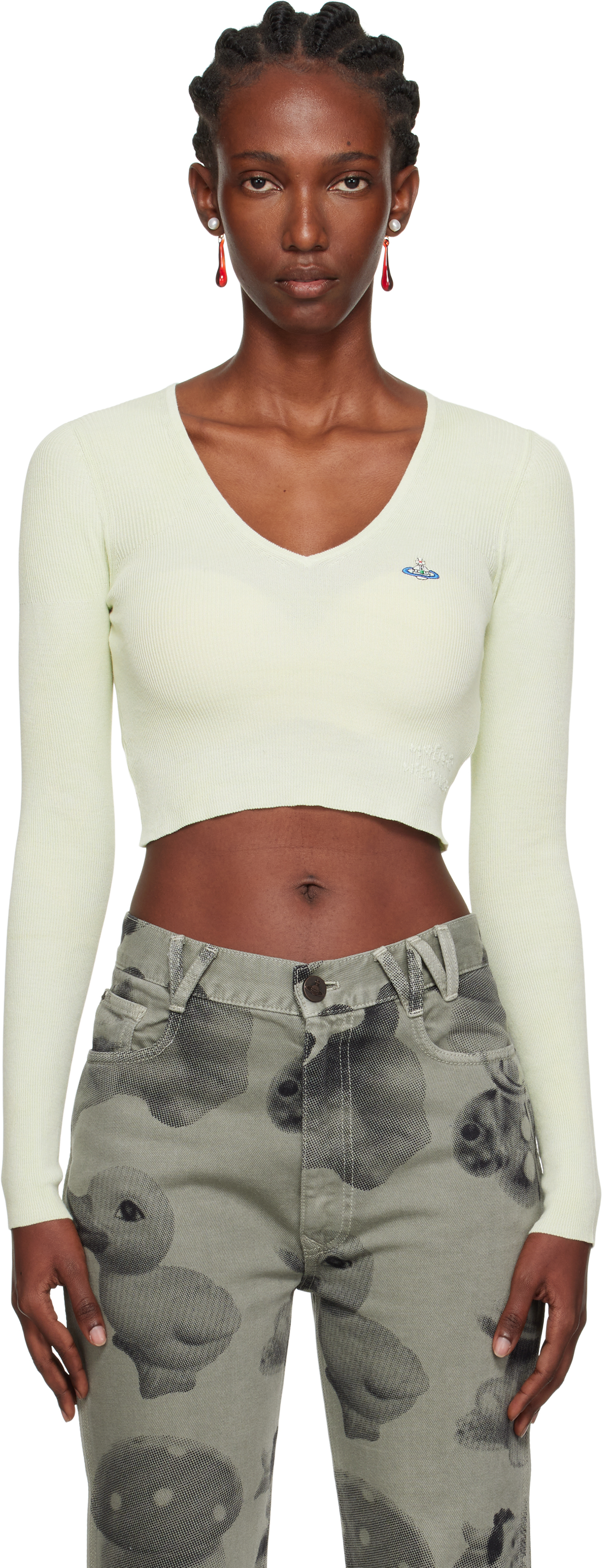 Green Bea Cropped Sweater