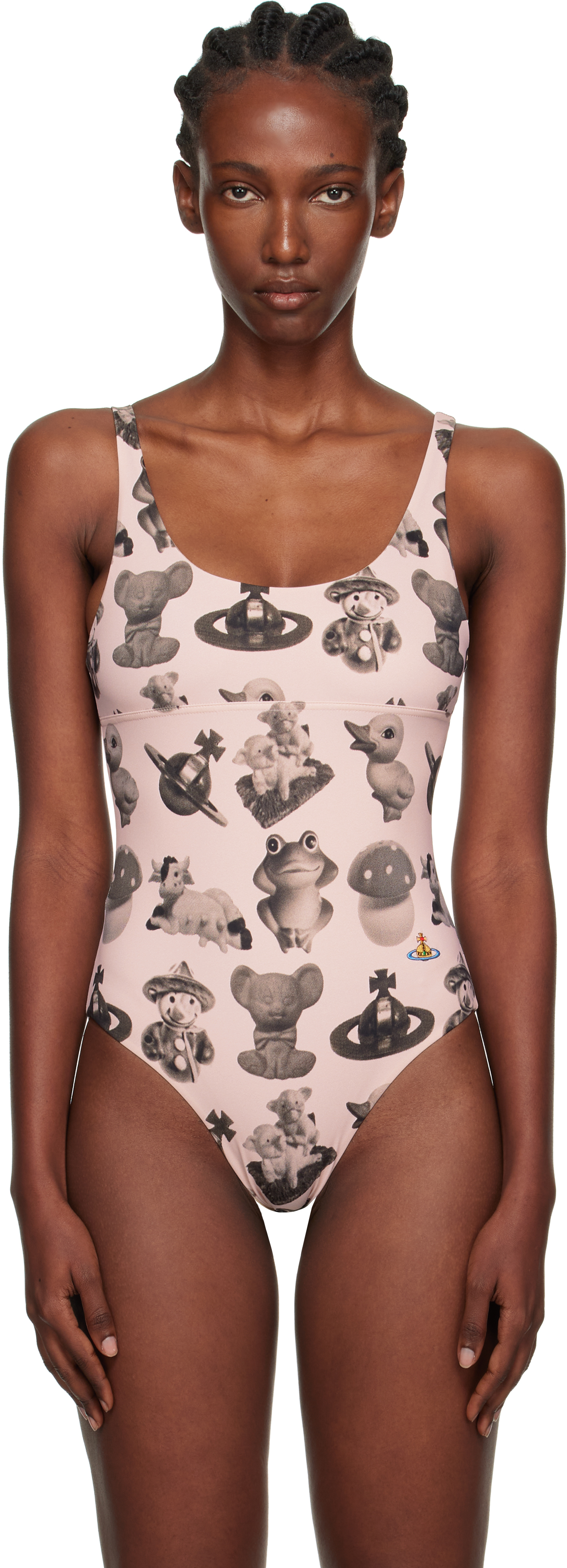 Pink Figurines Straight Swimsuit