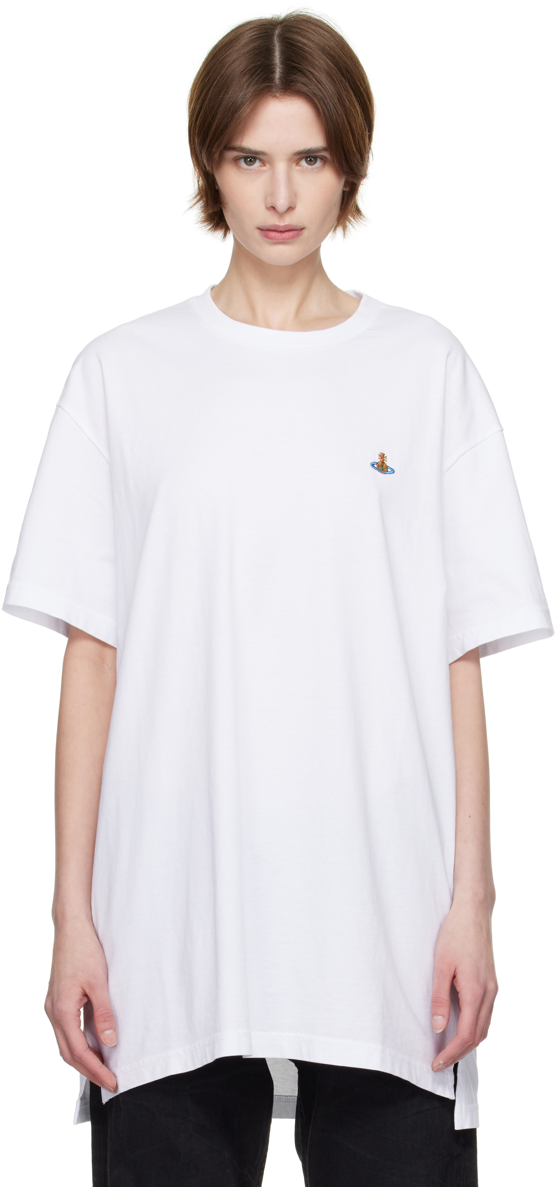 【関税&送料込】Vivienne Westwood Asymmetric White T-Shirt W Hebo asymmetric cotton jersey T-shirt in white - Vivienne