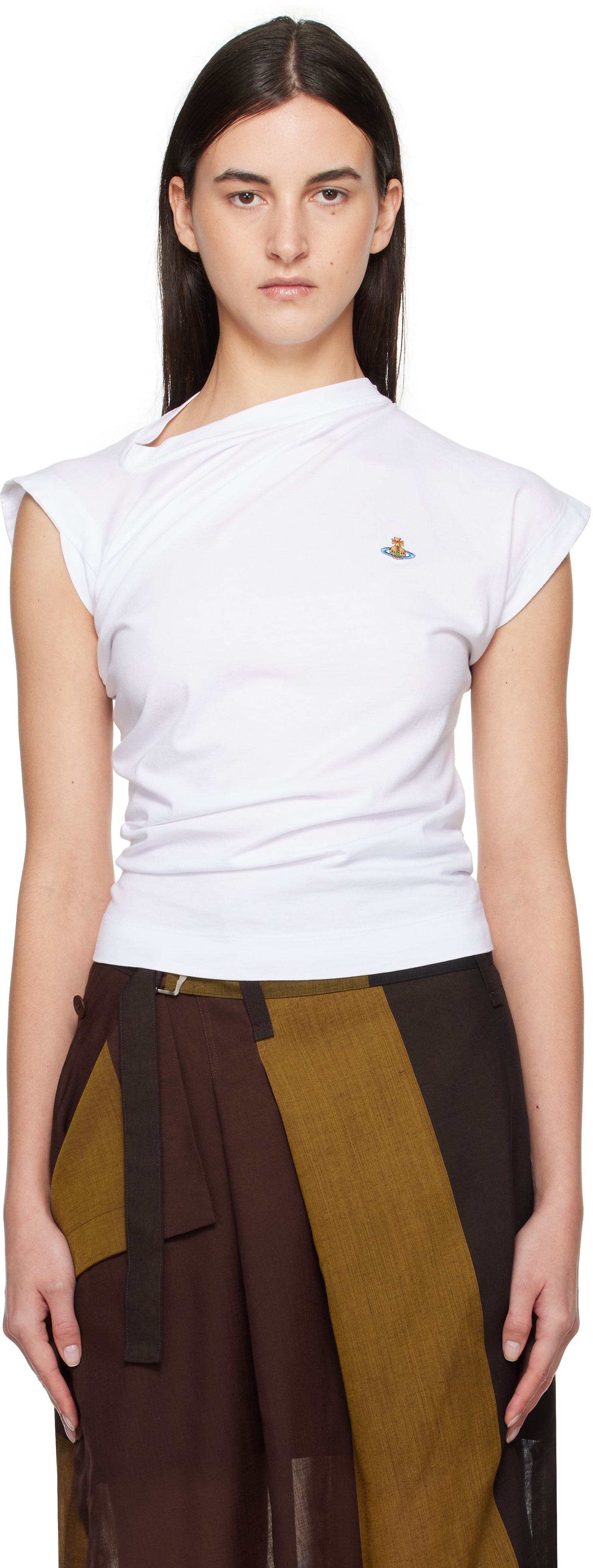 【関税込み】Vivienne Westwood ホワイト Hebo Tシャツ Hebo asymmetric cotton jersey T-shirt in white - Vivienne