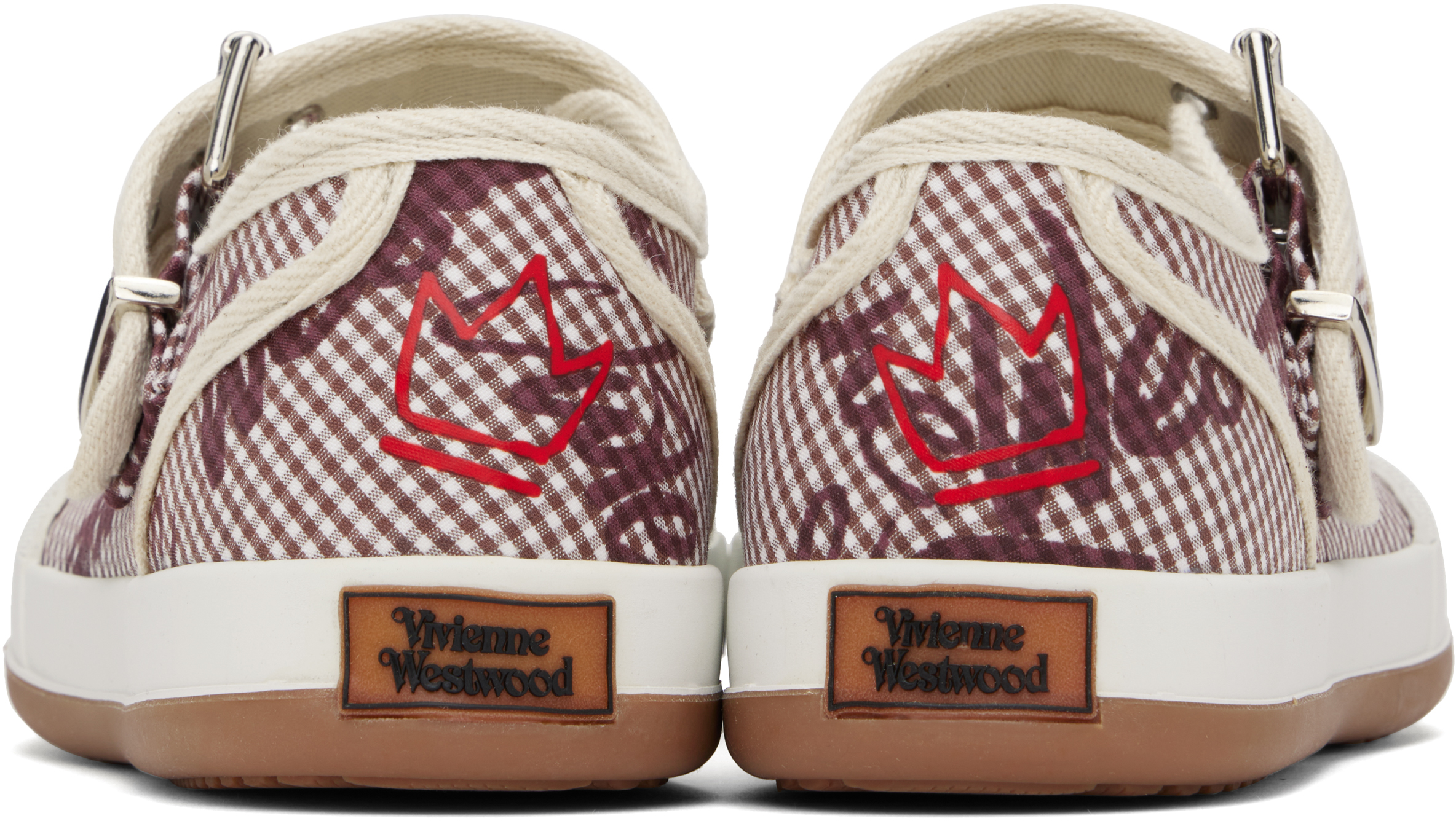 Vivienne Westwood Red & White Animal Gym Bar Ballerina Flats In O303 Gingham/vw Bro