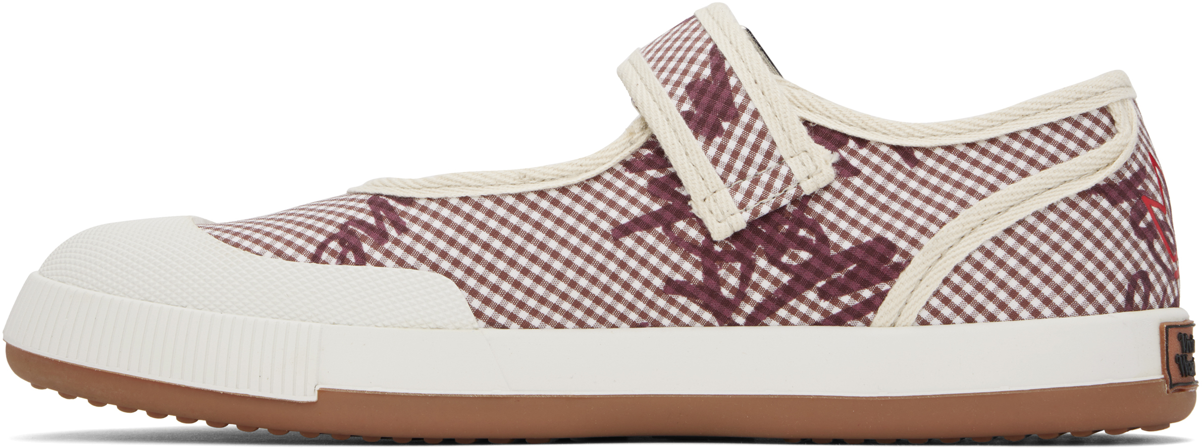 Vivienne Westwood Red & White Animal Gym Bar Ballerina Flats In O303 Gingham/vw Bro