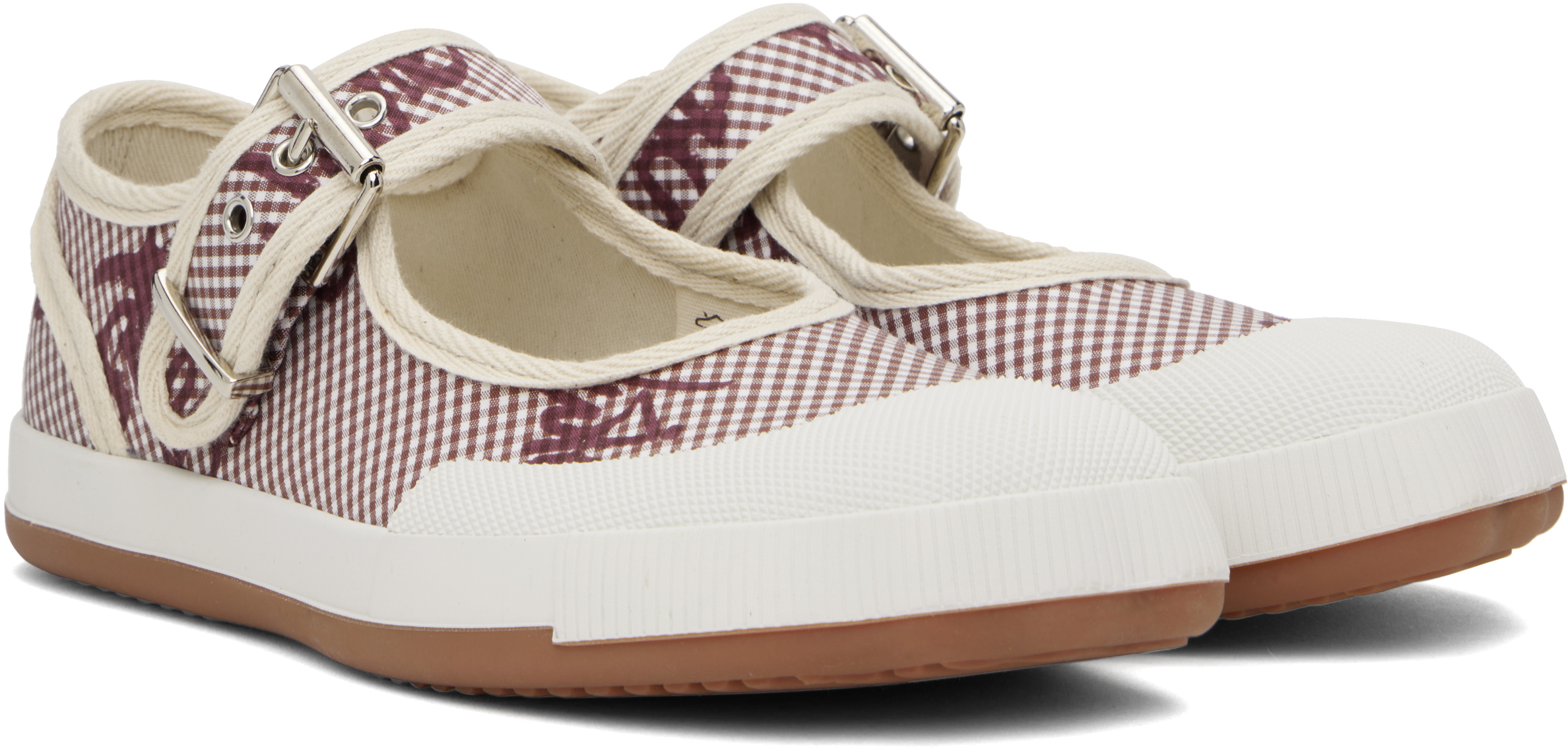 Vivienne Westwood Red & White Animal Gym Bar Ballerina Flats In O303 Gingham/vw Bro
