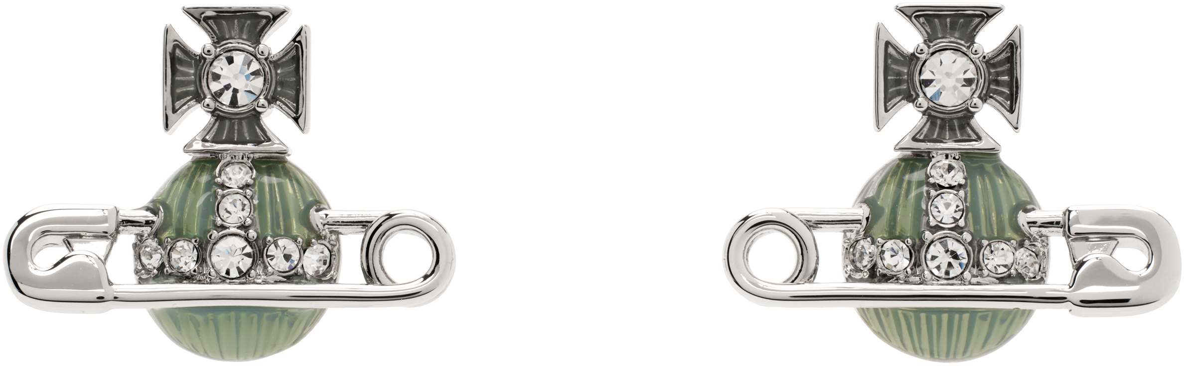 Vivienne Westwood: シルバー&ブルー Kitty ピアス | SSENSE 日本 Vivienne Westwood: シルバー&ブルー Kitty ピアス | SSENSE 日本