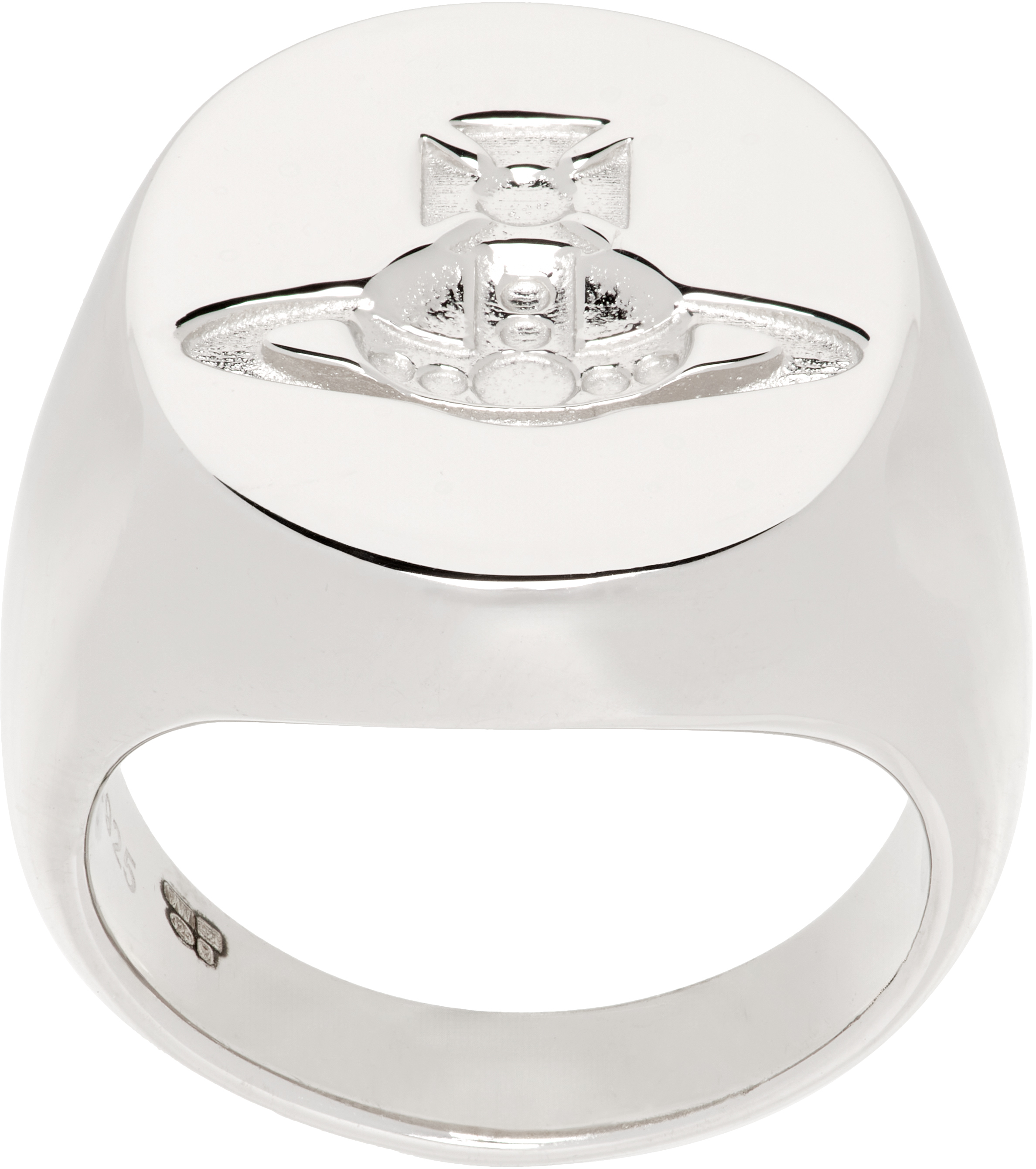 Vivienne Westwood Silver Seal Ring In Rhodium (925)