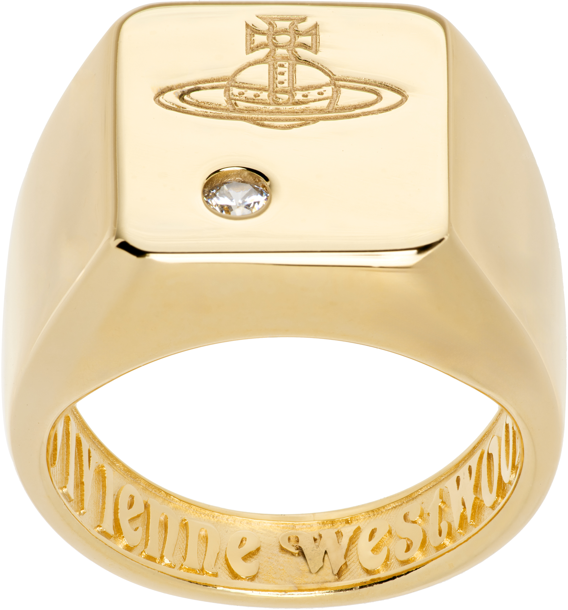 Vivienne Westwood Gold Carlo Ring In R102 Gold / White Cz