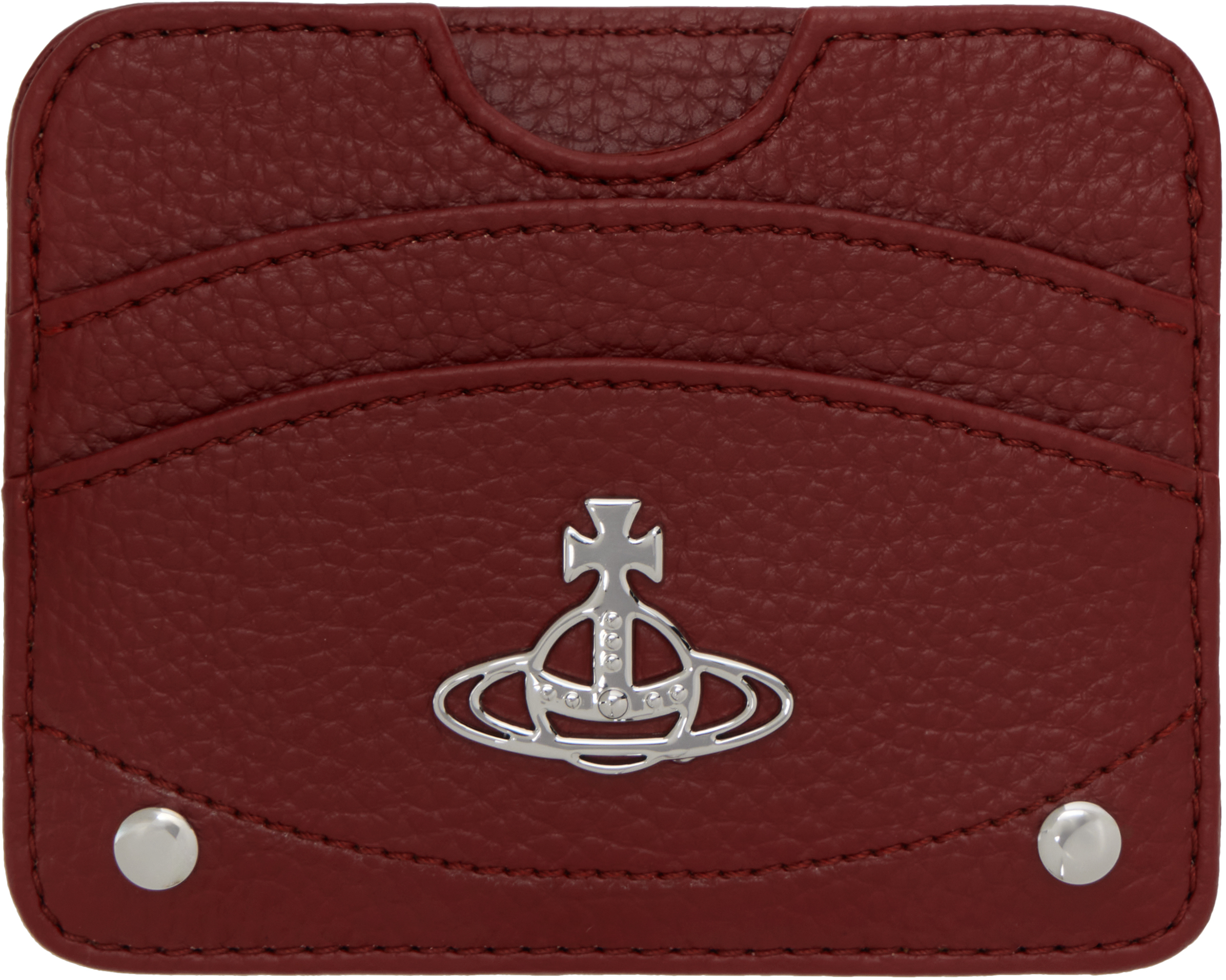 Vivienne Westwood Red Half Moon Flat Card Holder In Burgundy