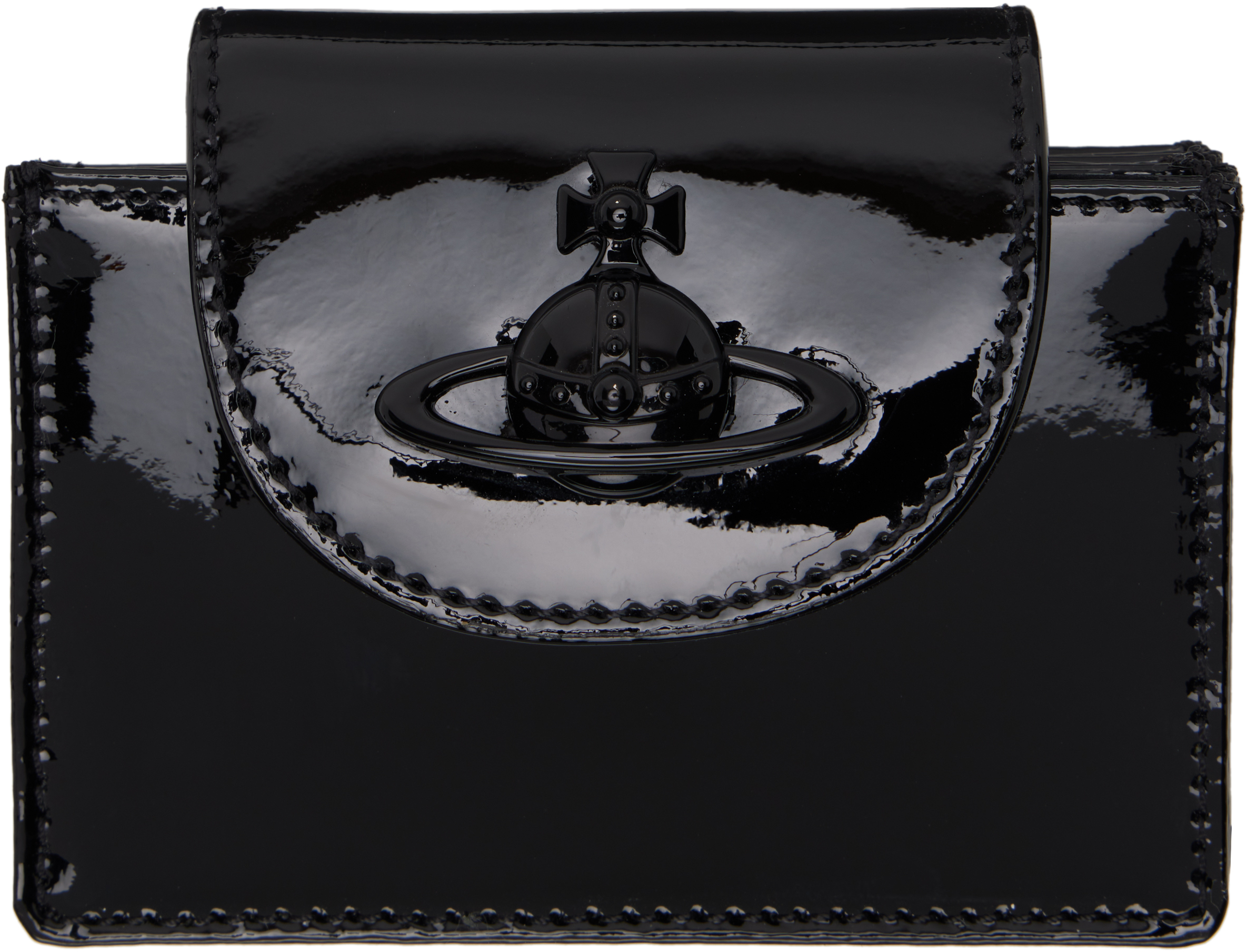 【Vivienne Westwood】 FLAP Card Holder Black Slim Flap Card Holder in BLACK | Vivienne Westwood®