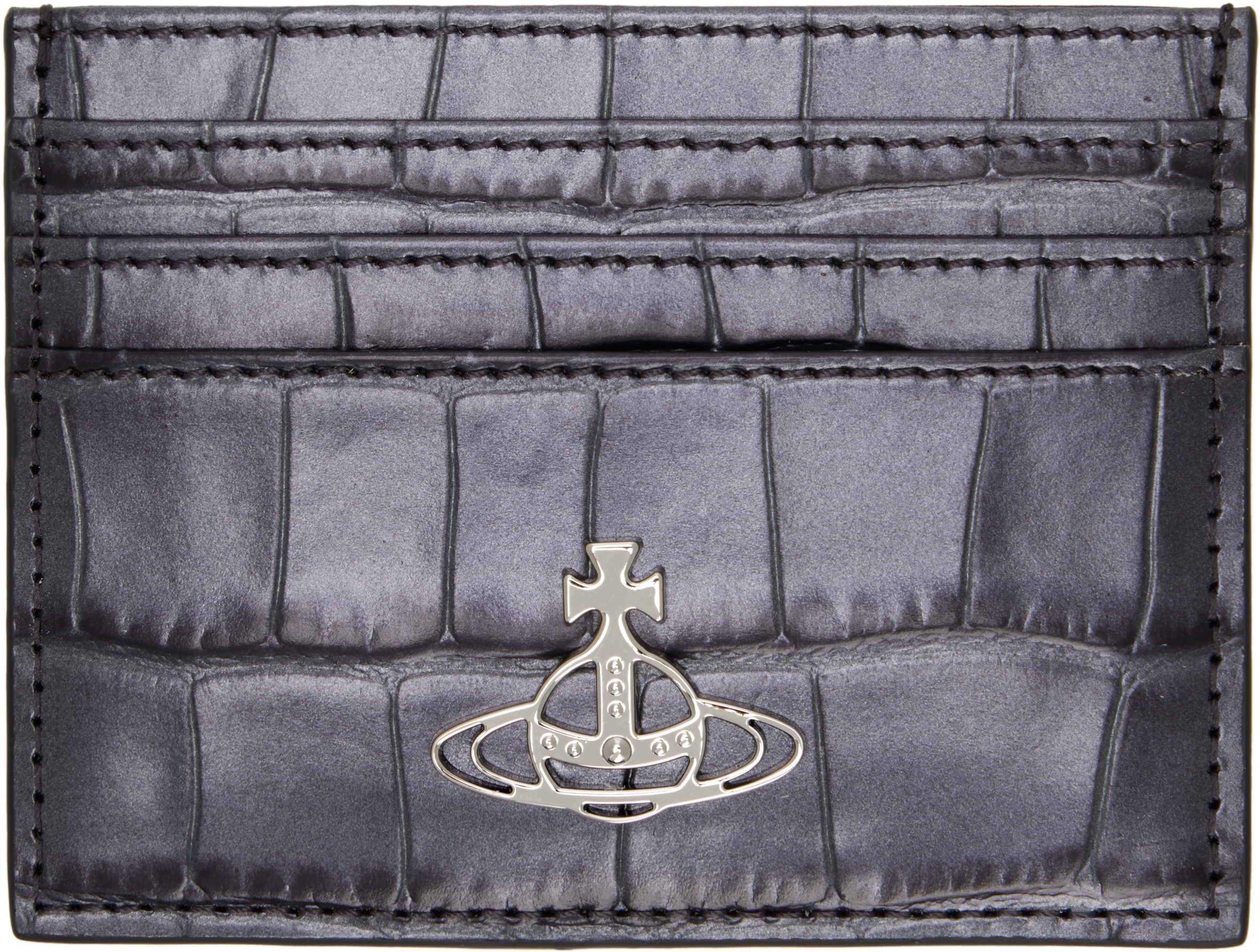 Gunmetal Flat Card Holder by Vivienne Westwood on Sale