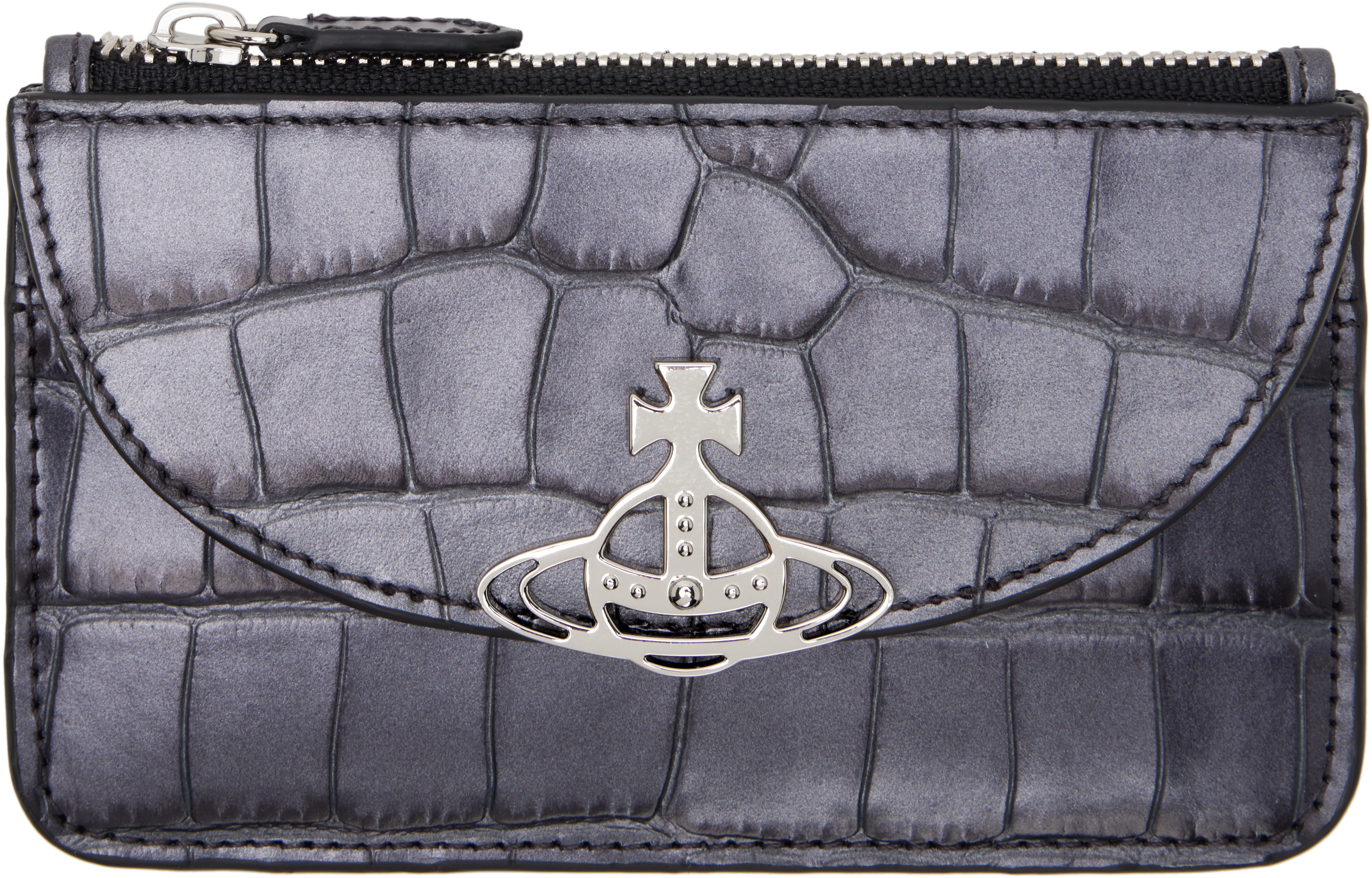 ★Vivienne Westwood★ Half Moon Card Holder Gunmetal Half Moon Card Holder by Vivienne Westwood on Sale