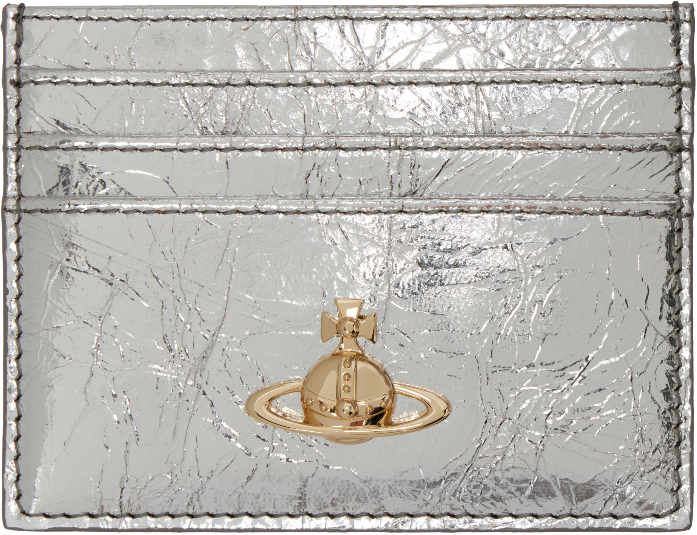 早期完売★Vivienne Westwood★Flap Card Holder Silver★大人気 Vivienne westwood Grain Leather Flap Card Holder Black