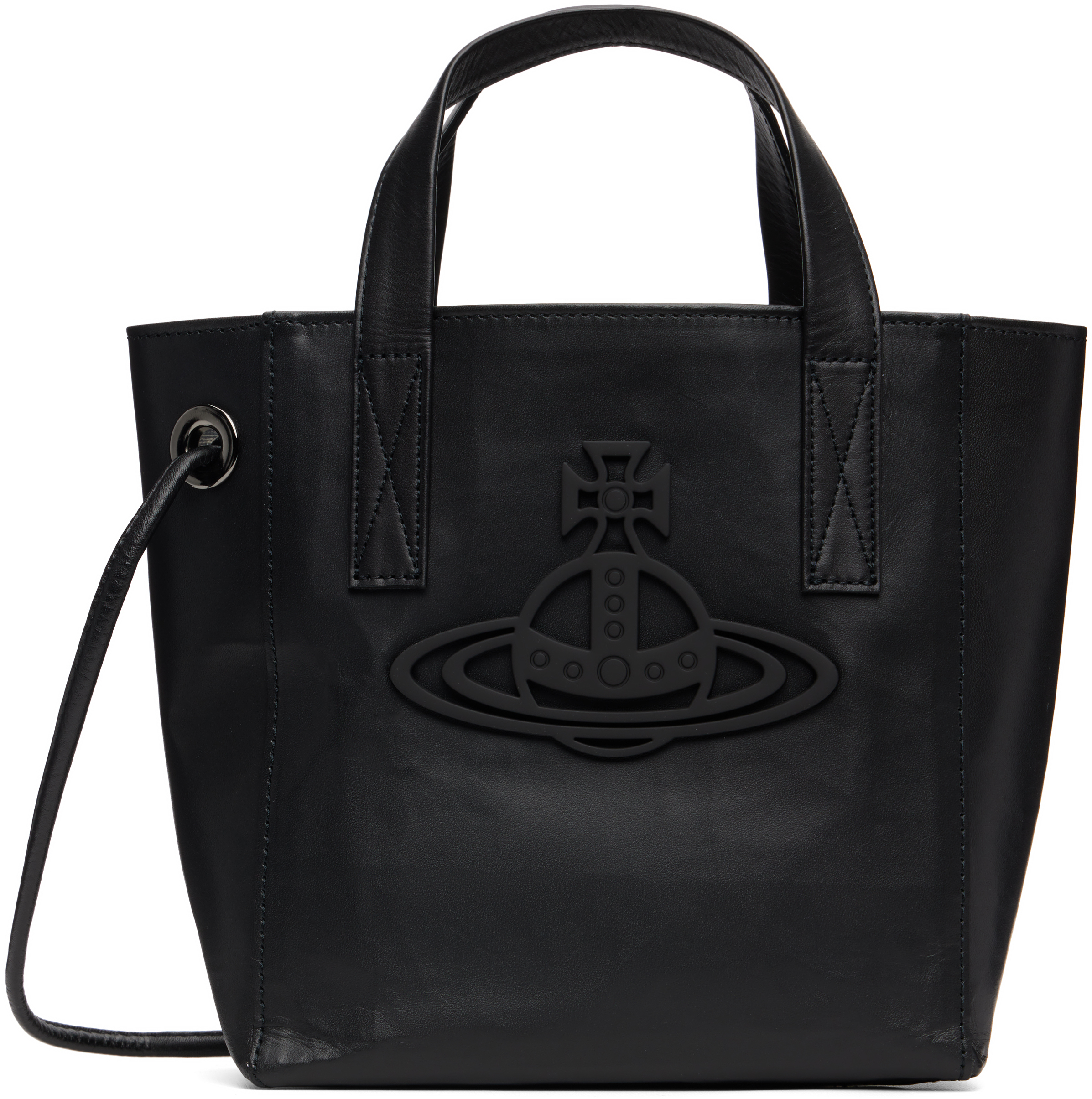 Black Leather Sarah Small Tote