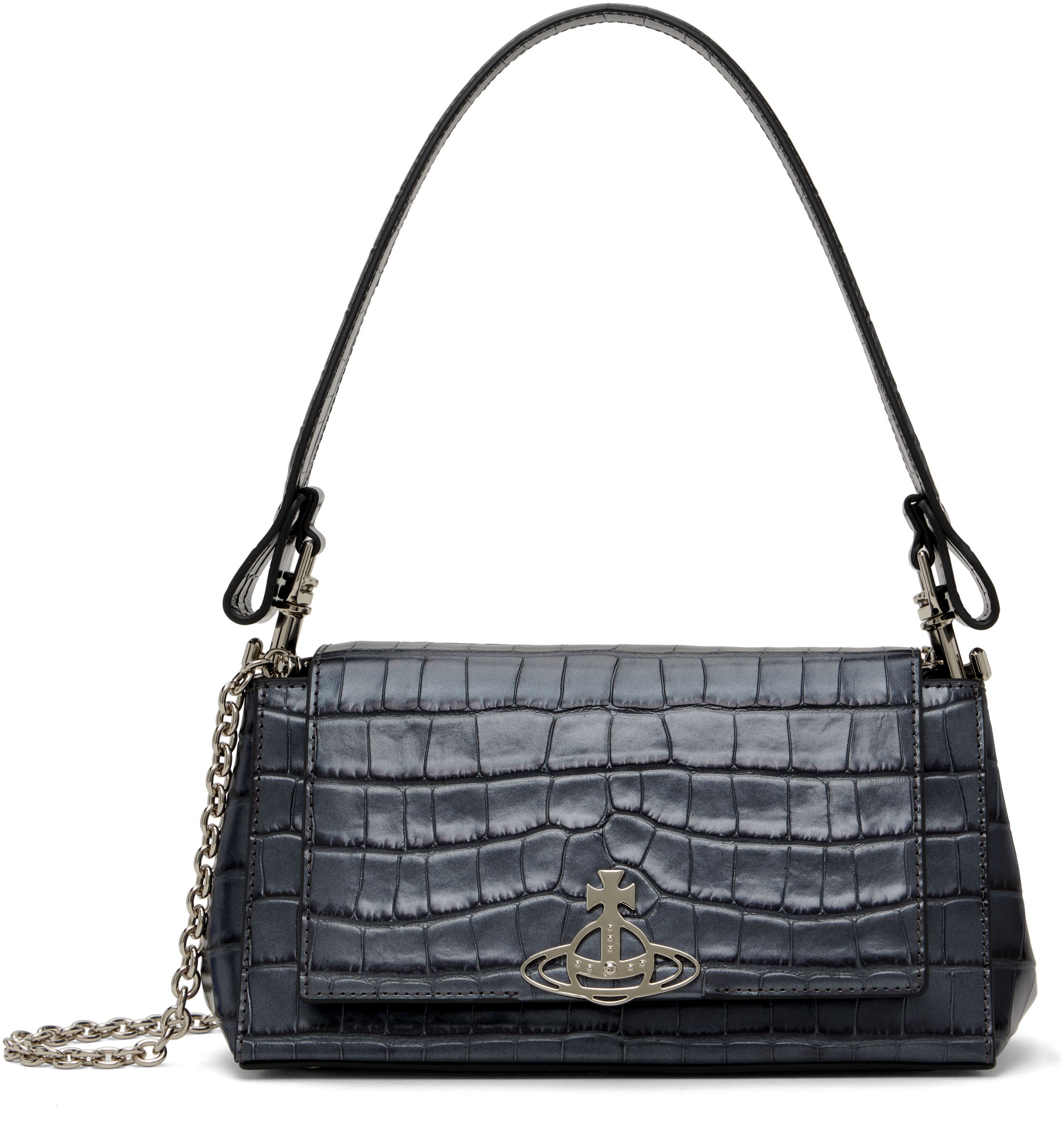 Vivienne Westwood Gunmetal Medium Hazel Bag In Ss25-n405