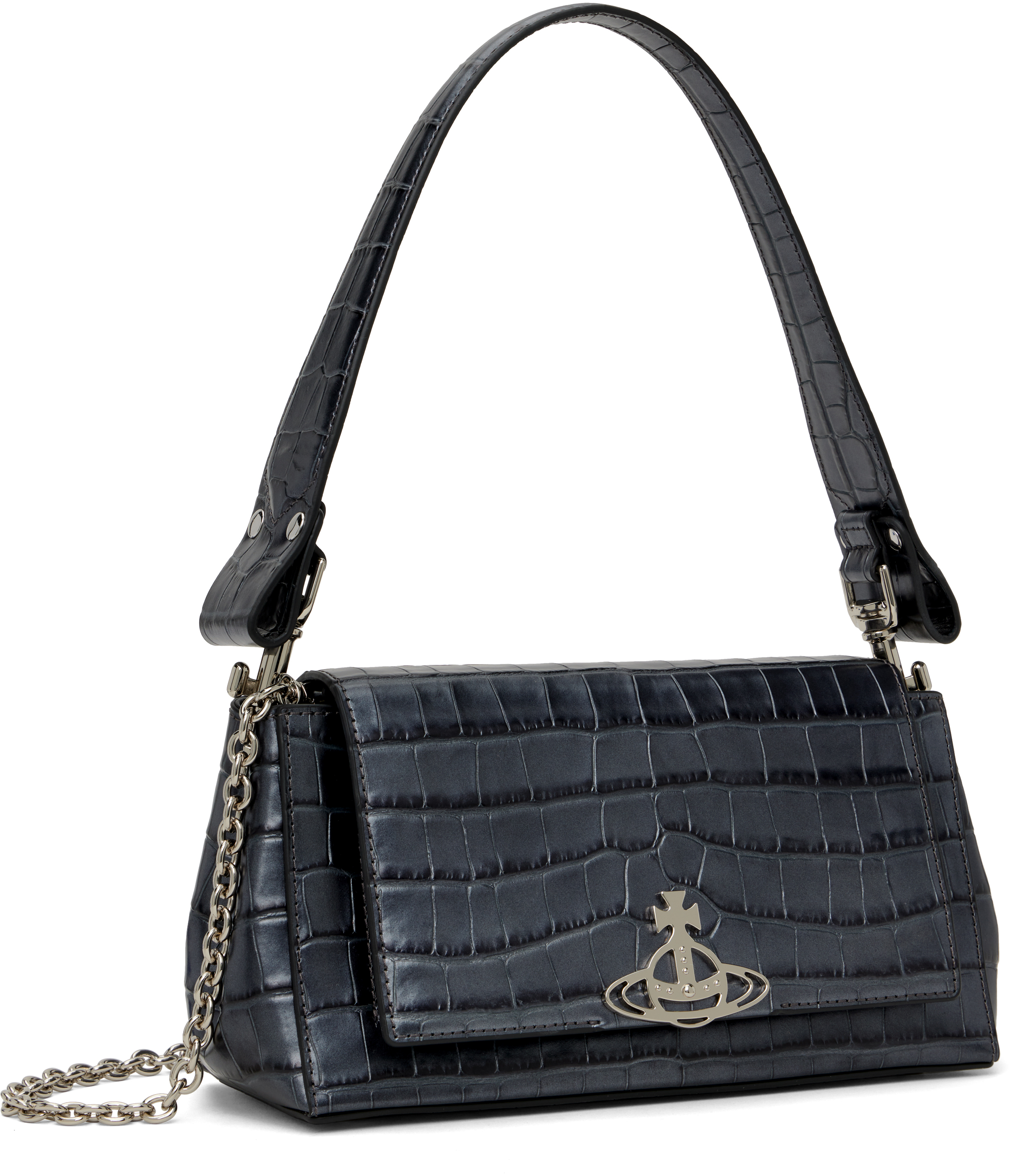 Vivienne Westwood Gunmetal Medium Hazel Bag In Ss25-n405