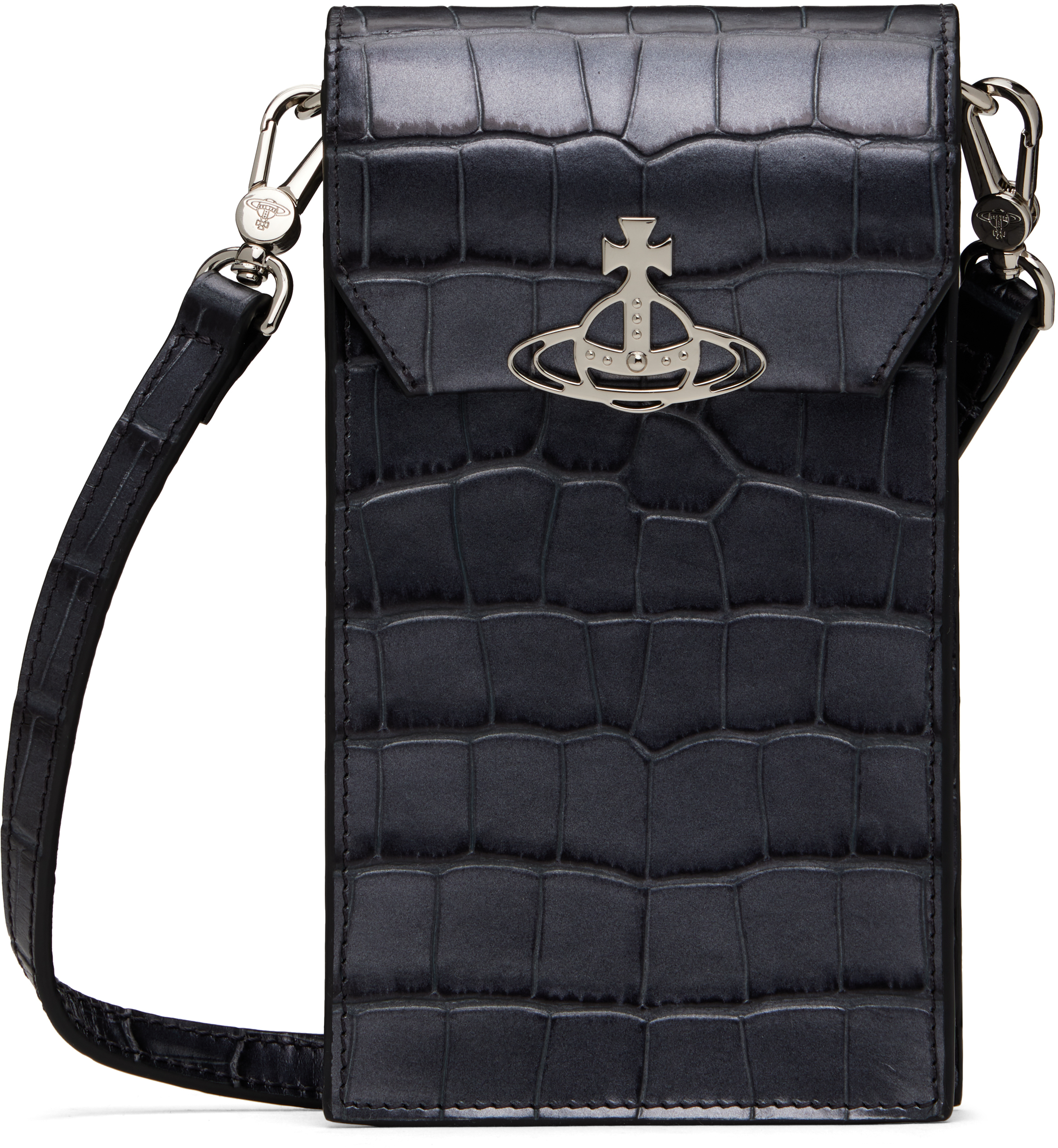 ◆Vivienne Westwood◆CROCODILE PHONE バッグ Gray Crocodile Phone Pouch by Vivienne Westwood on Sale
