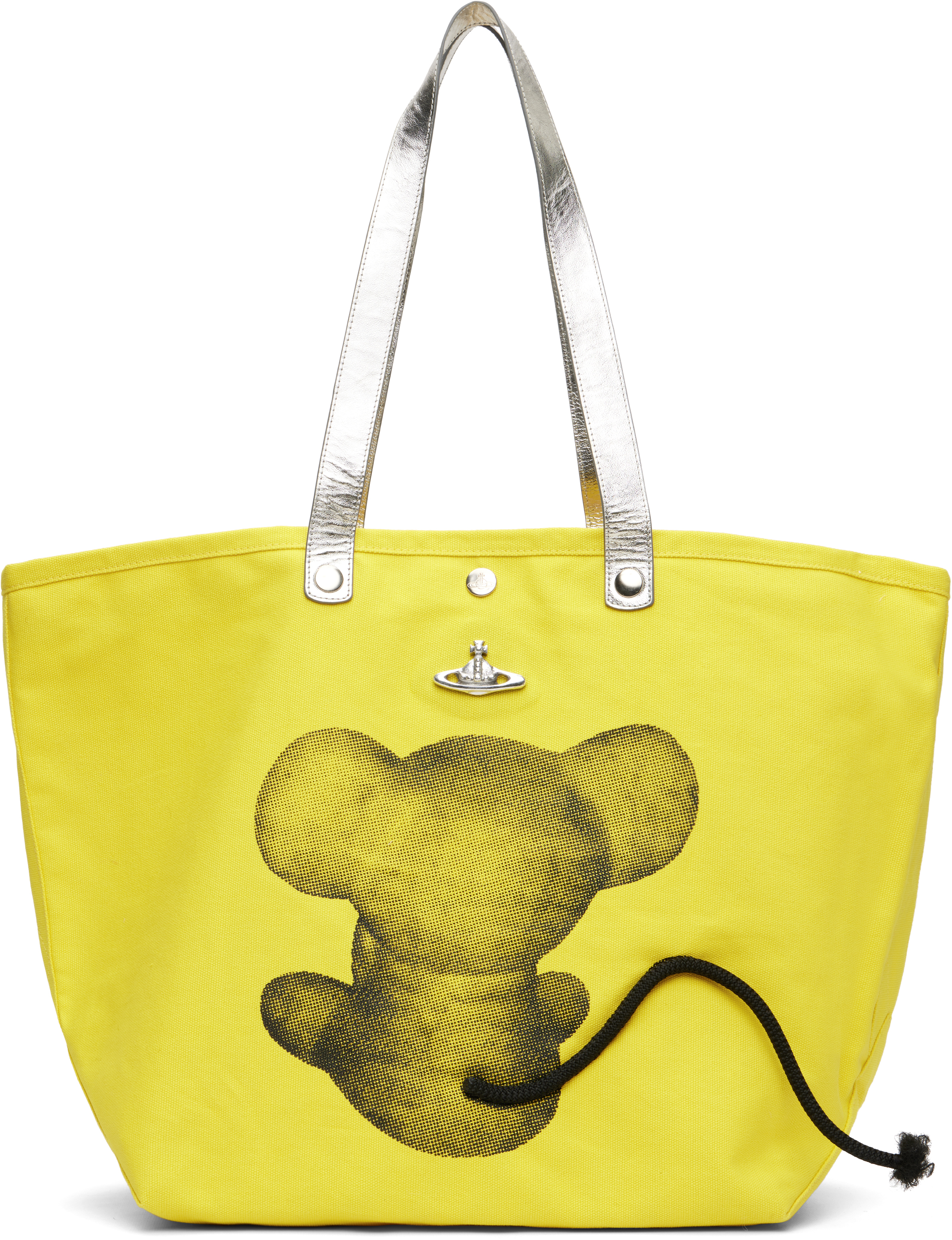 Yellow Mouse Printed Canvas Utility Shopper Tote