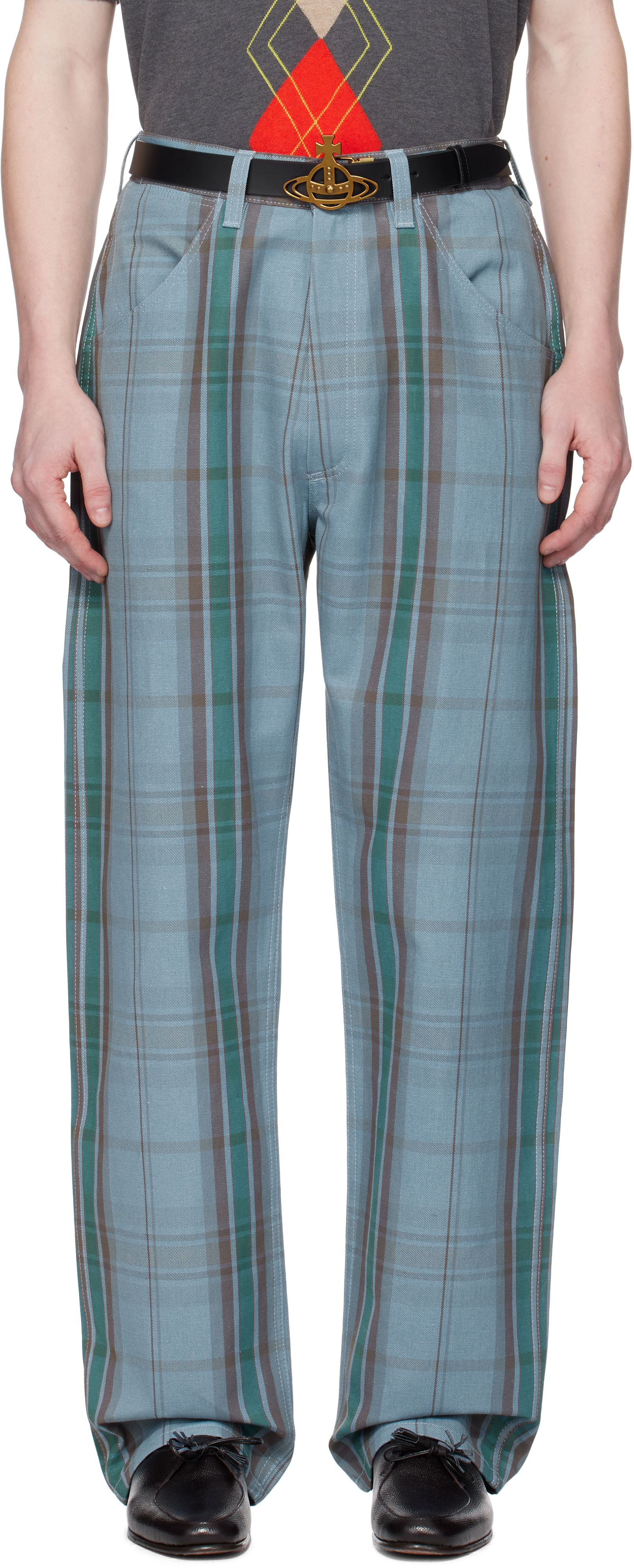 Blue & Brown Baggy Trousers