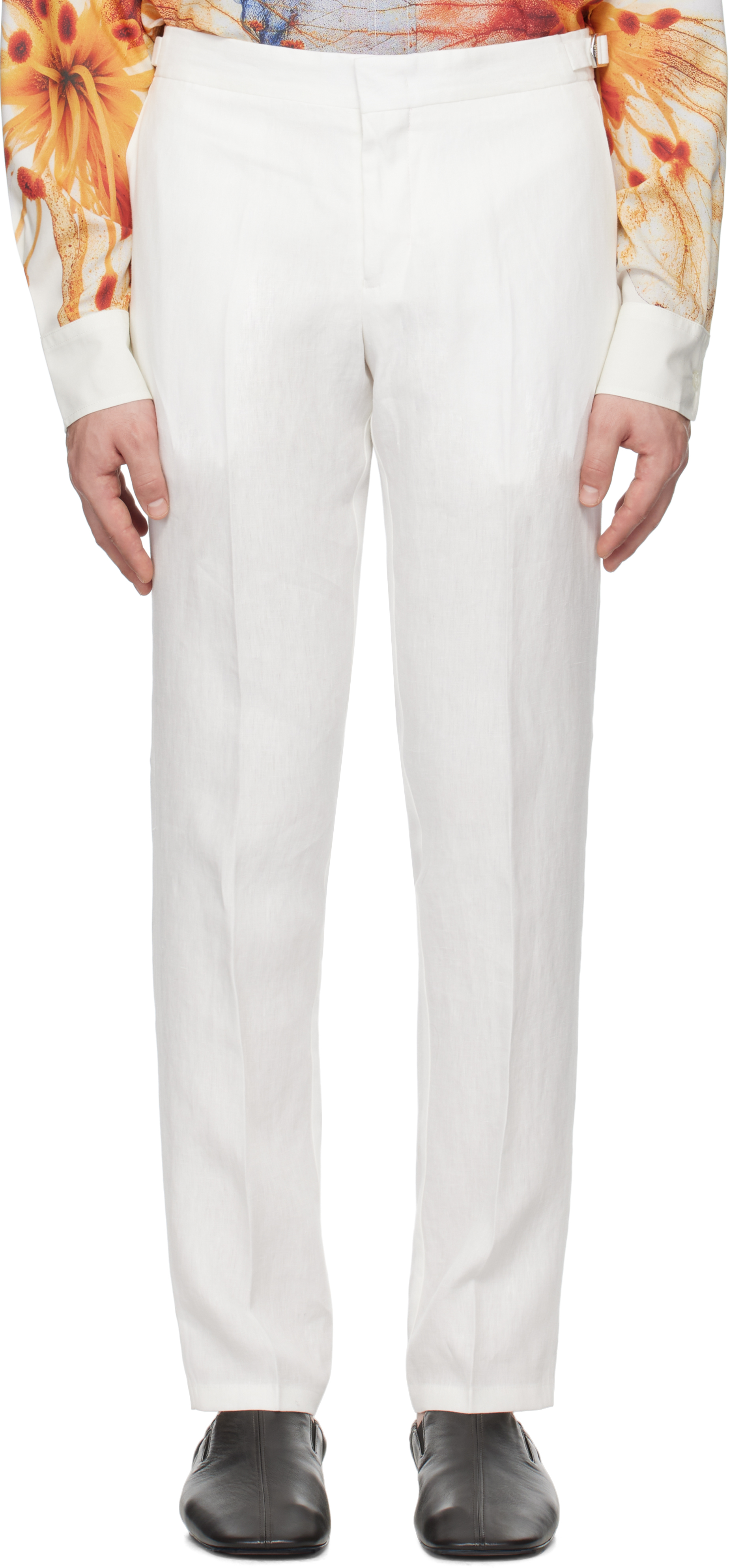 White Griffon Italian Linen Trousers