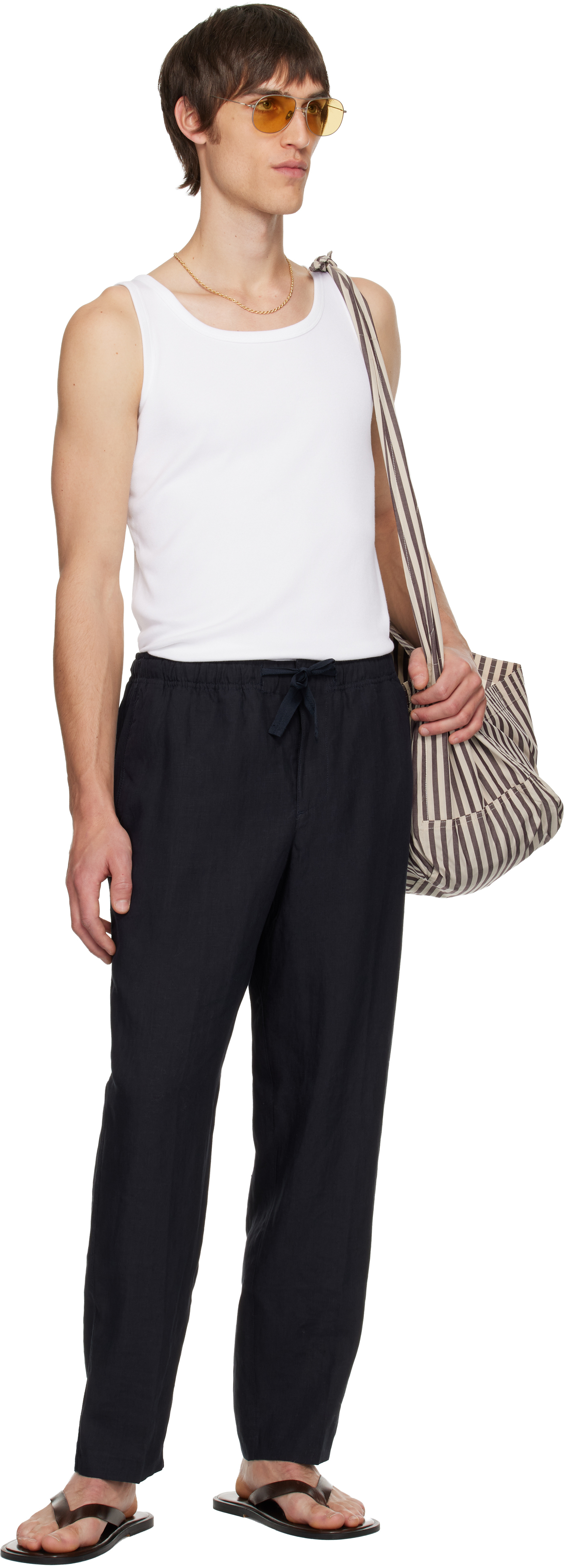 Orlebar Brown Navy Alex Lino Trousers In Blue