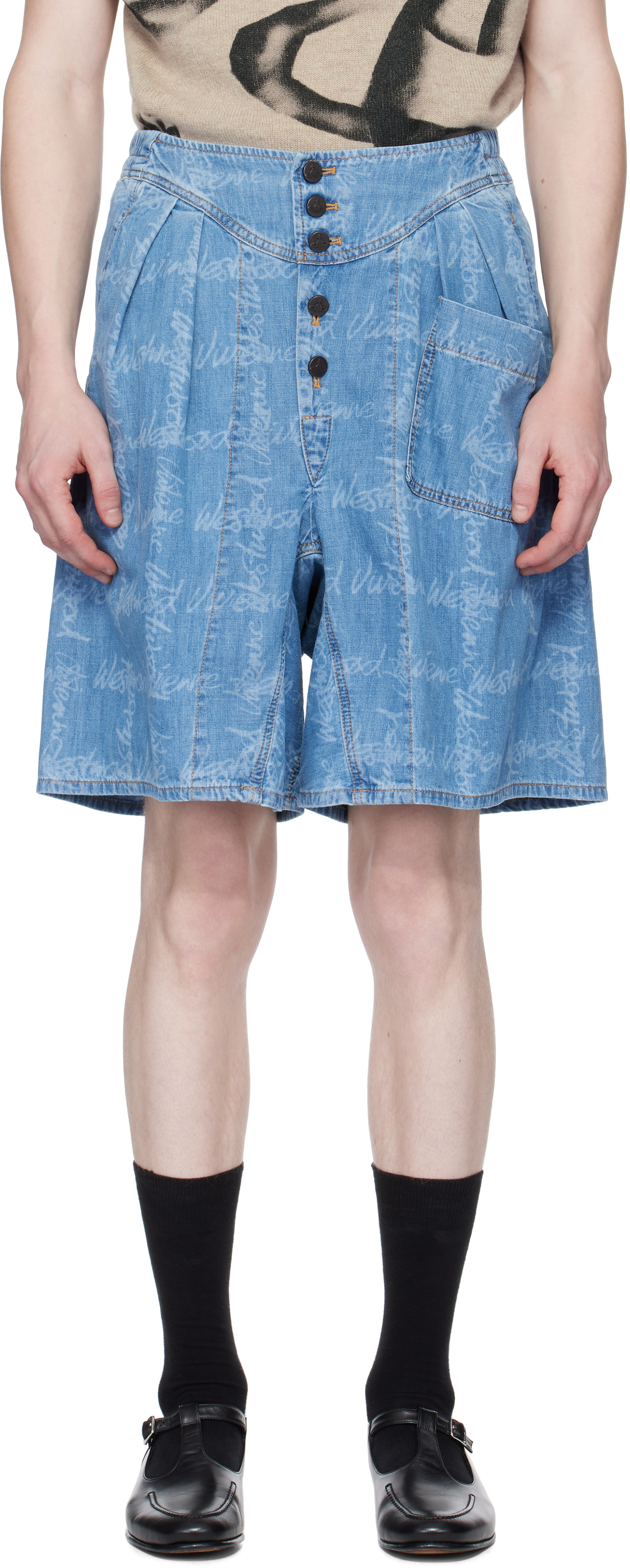 【VIVIENNE WESTWOOD】Romario Bermuda Shorts / Blue Blue Romario Bermuda Shorts by Vivienne Westwood on Sale
