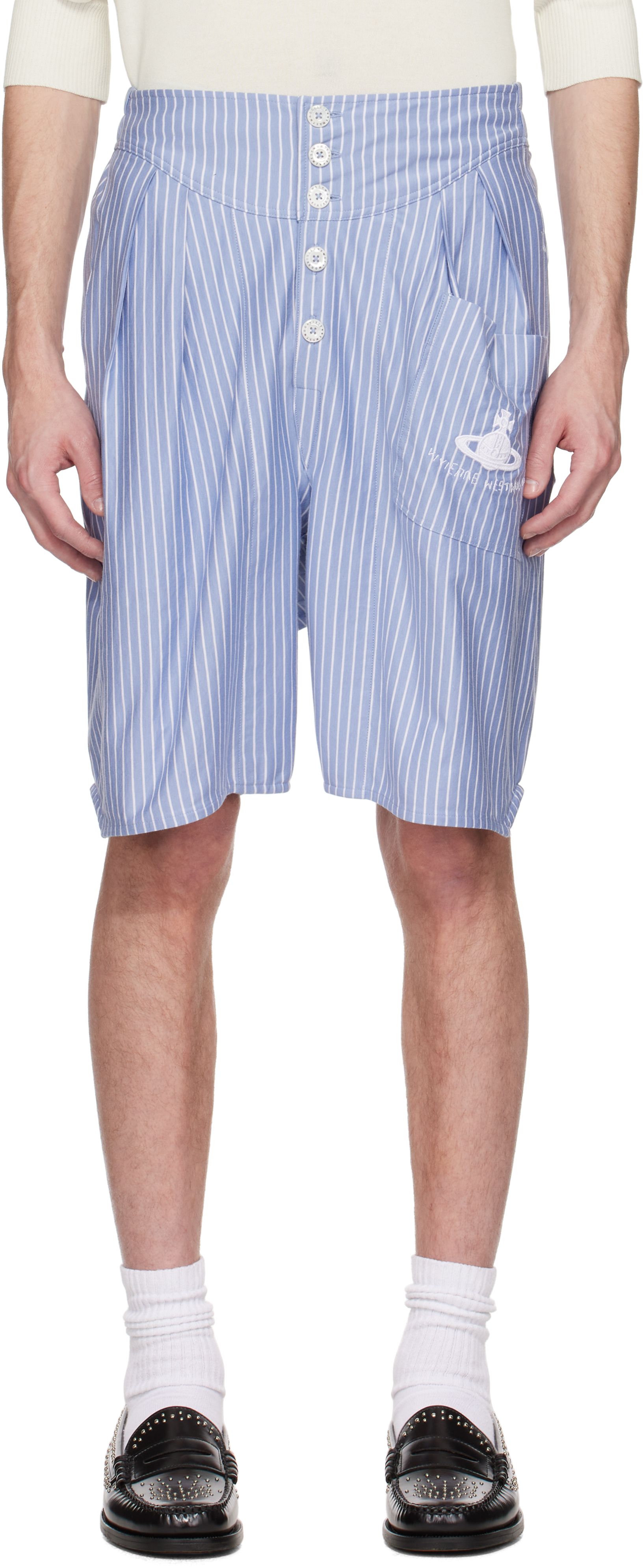 【VIVIENNE WESTWOOD】Romario Bermuda Shorts /  Blue Romario Bermuda Shorts in VW-GRID-BLUE | Vivienne Westwood®