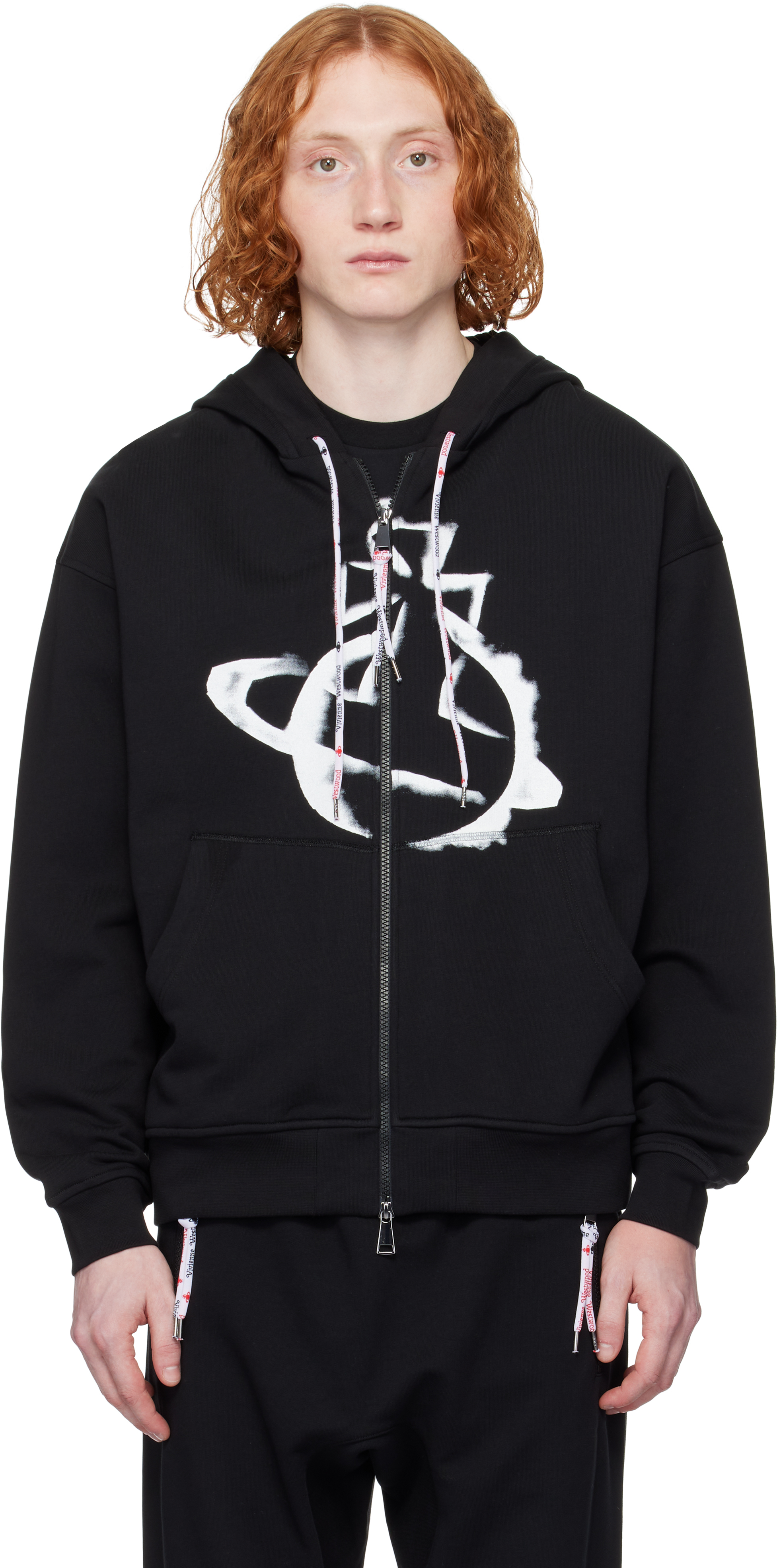 Black Stencil Orb Rugged Zip Hoodie