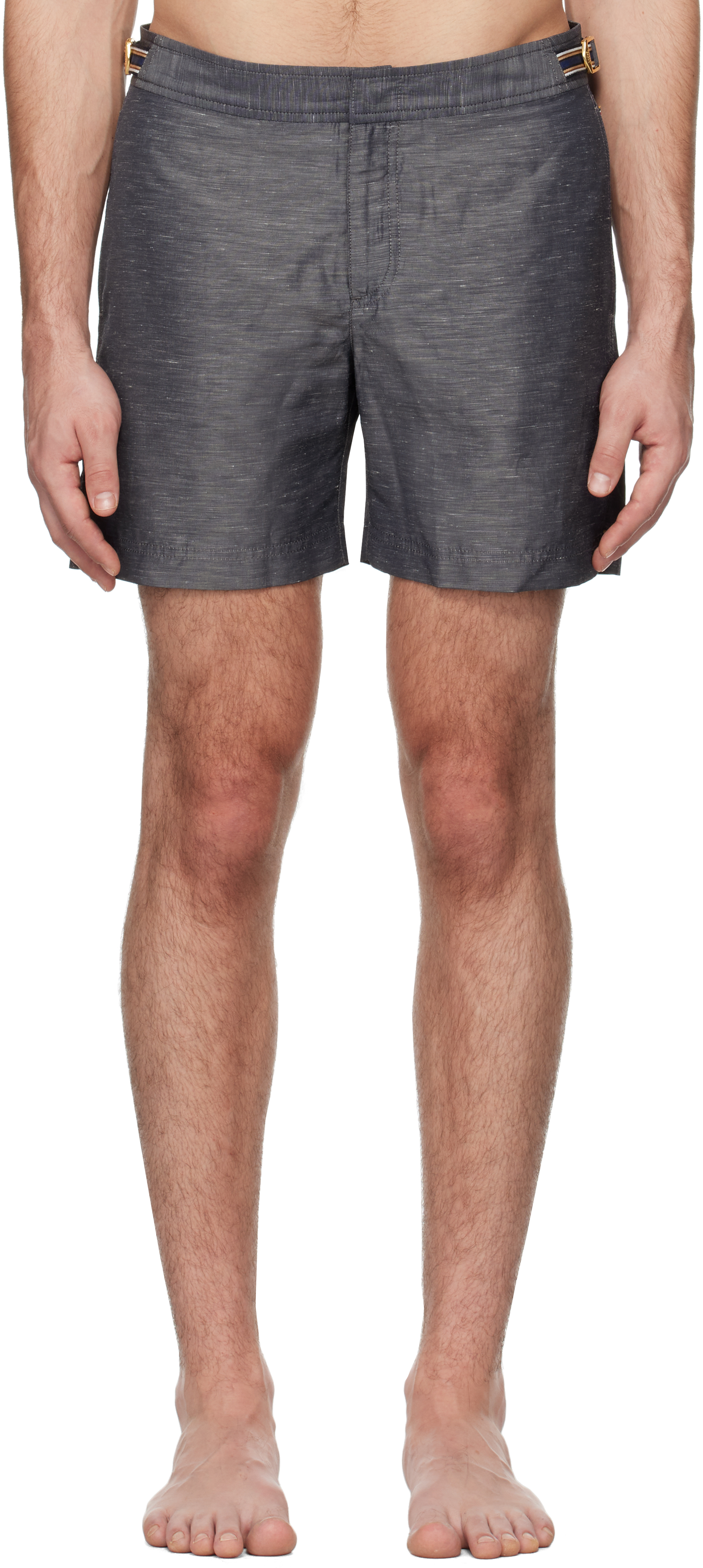 Gray Bulldog Linen Swim Shorts