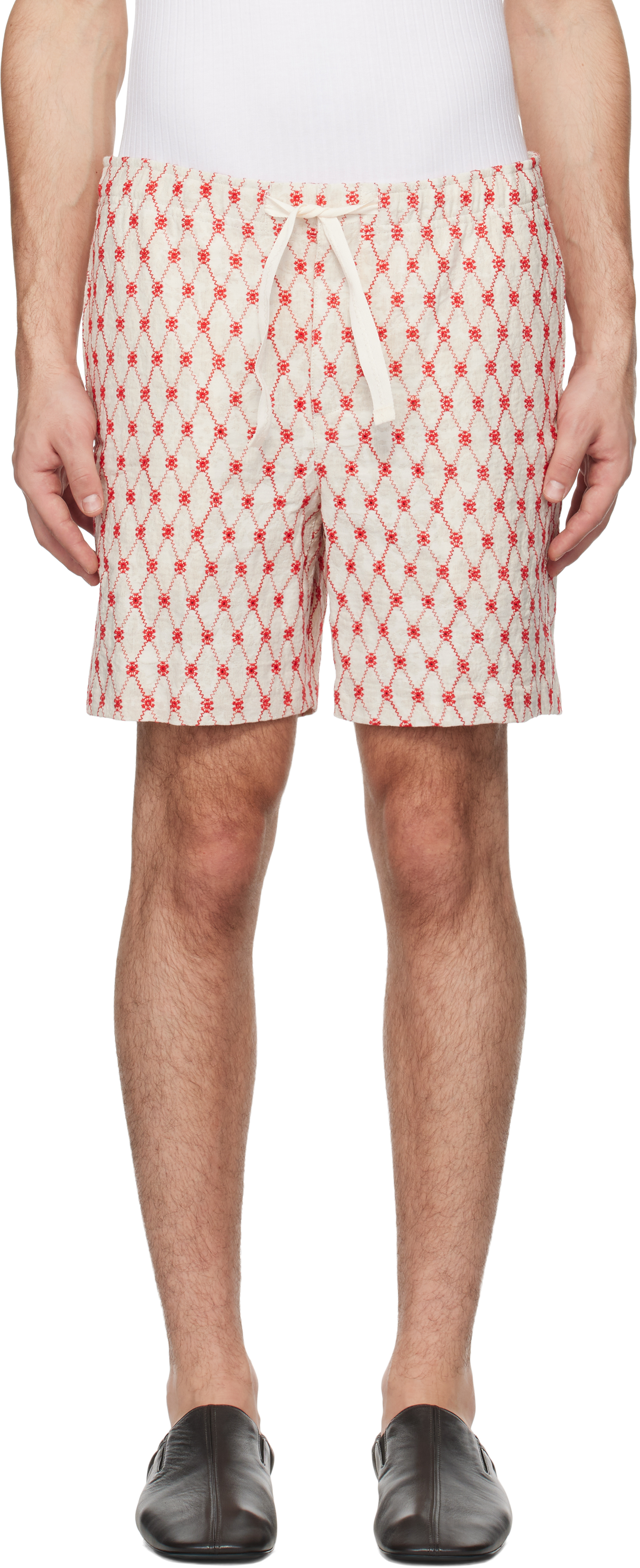 Off-White & Red Alex Shorts