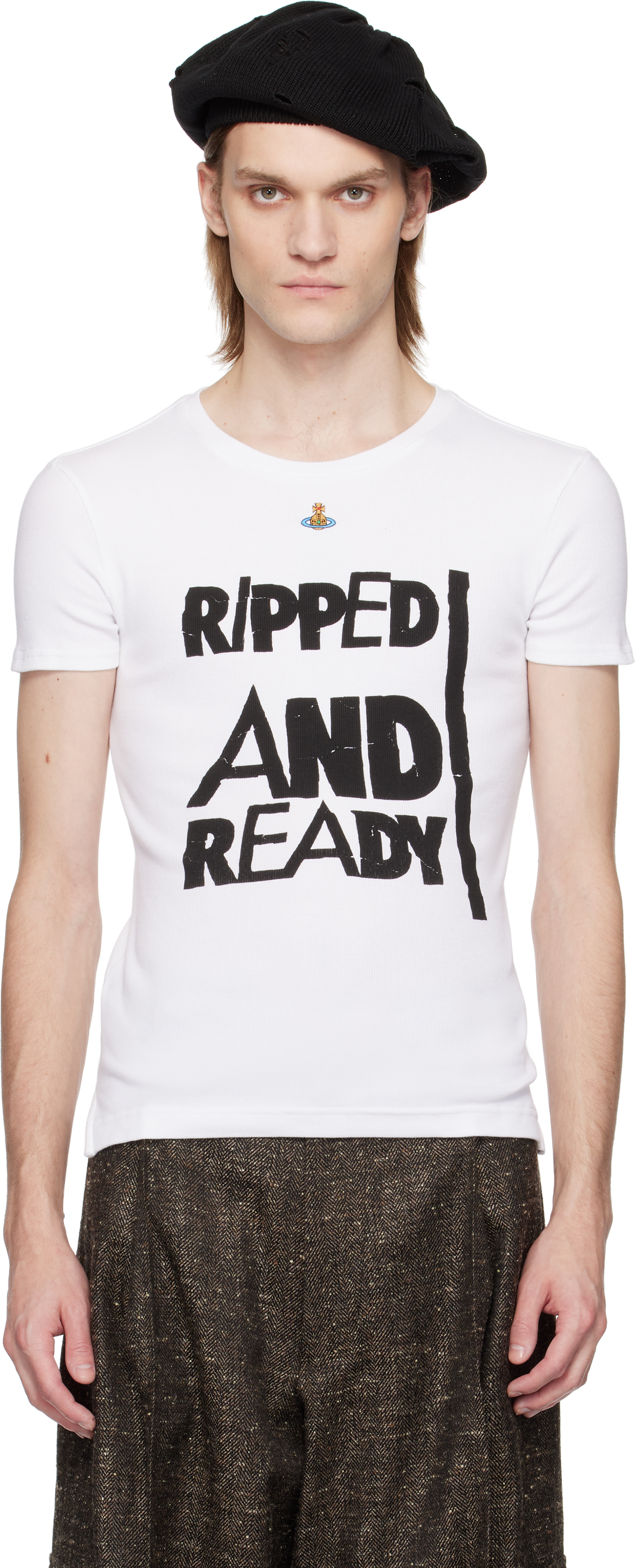 在庫わずか【Vivienne Westwood】Ripped And Ready Peru Tシャツ White 'Ripped & Ready' Peru T-shirt by Vivienne Westwood on Sale