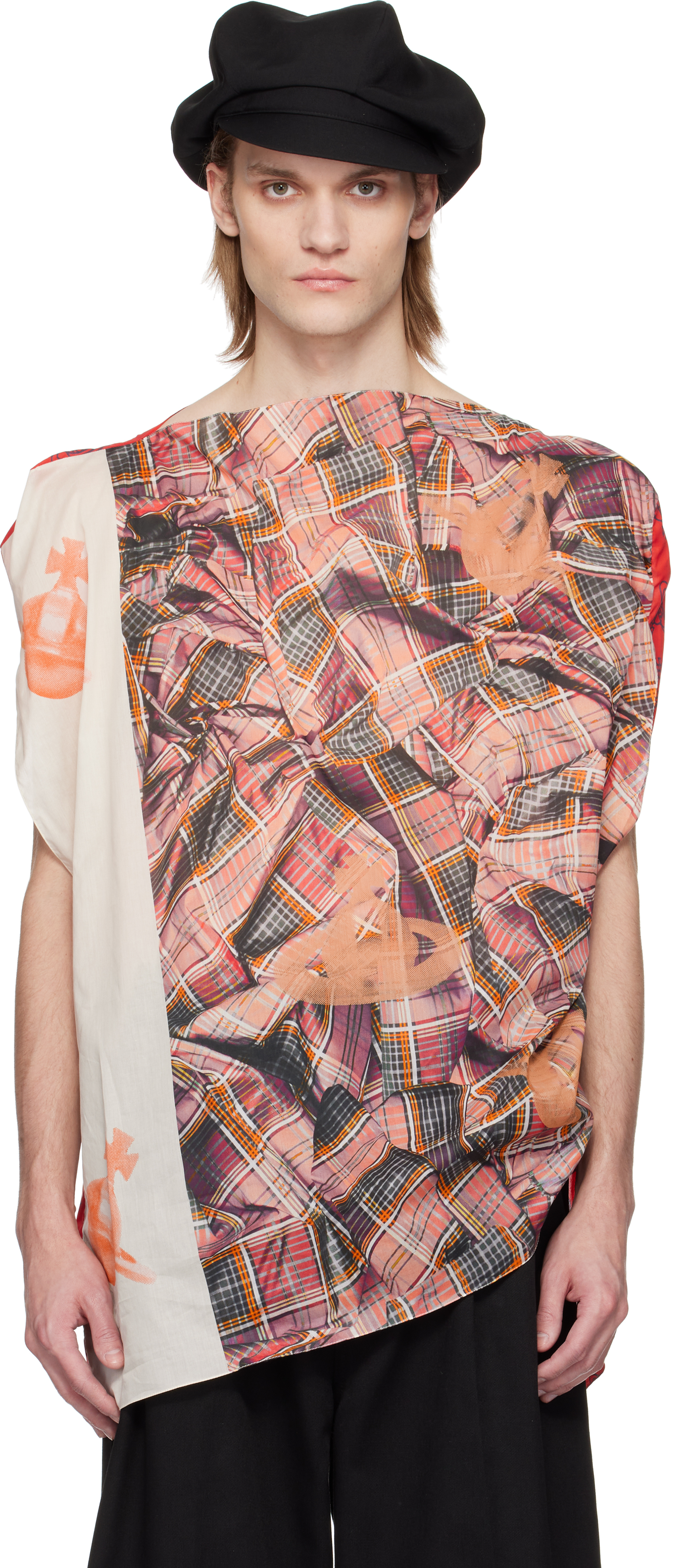 Multicolor Tartan Orb Beach Top