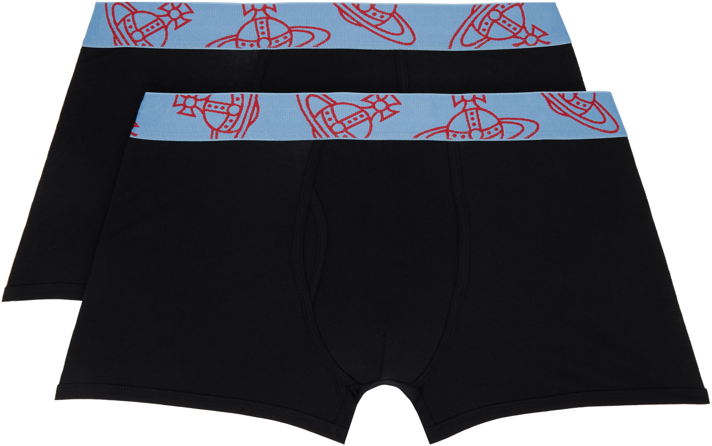 Two-Pack White & Blue Band Boxer Briefs