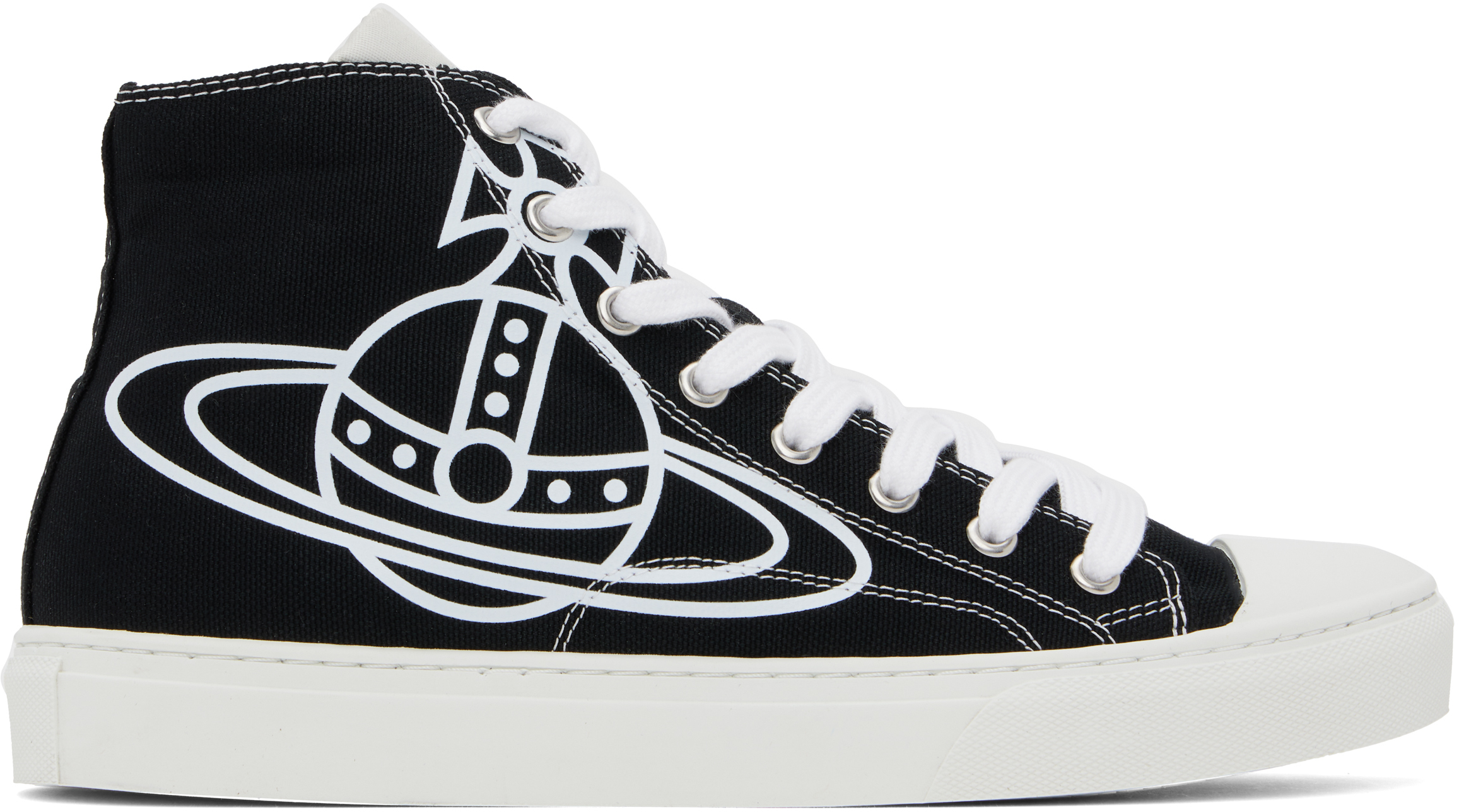 Vivienne Westwood ◆ PLIMSOLL HIGH TOP CANVAS SNEAKERS Black High-Top Canvas Plimsoll Sneakers by Vivienne Westwood