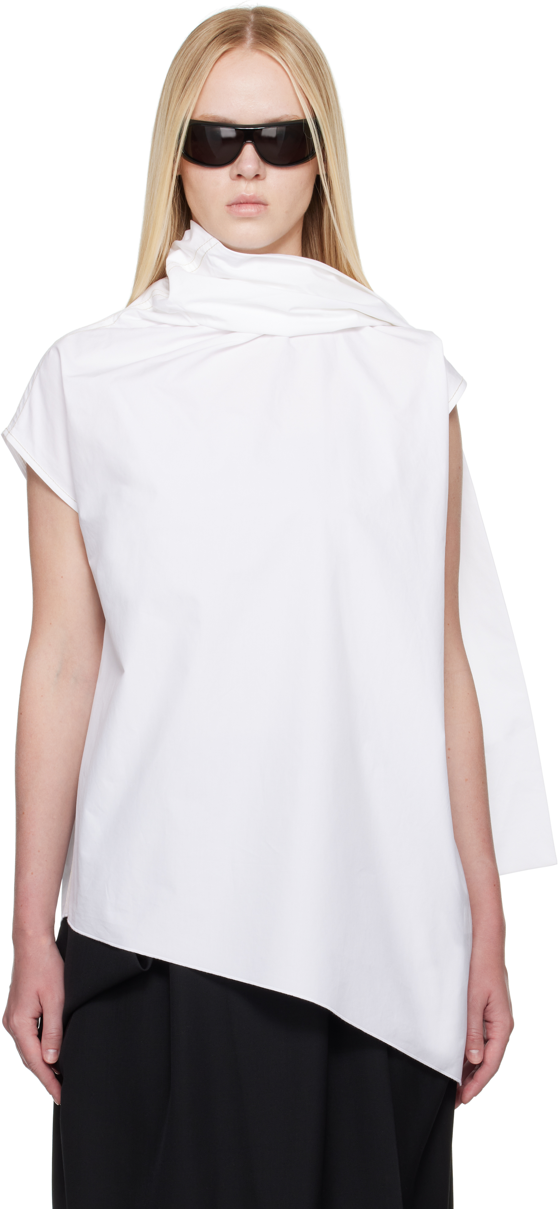 CARVEN WHITE SCARF BLOUSE