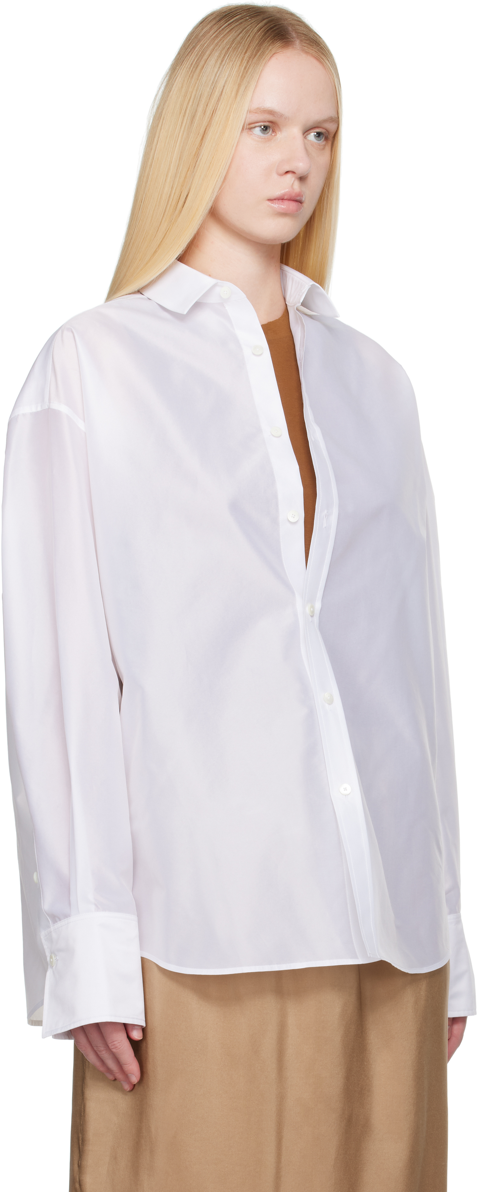 CARVEN WHITE SHEER TAFFETA SHIRT 