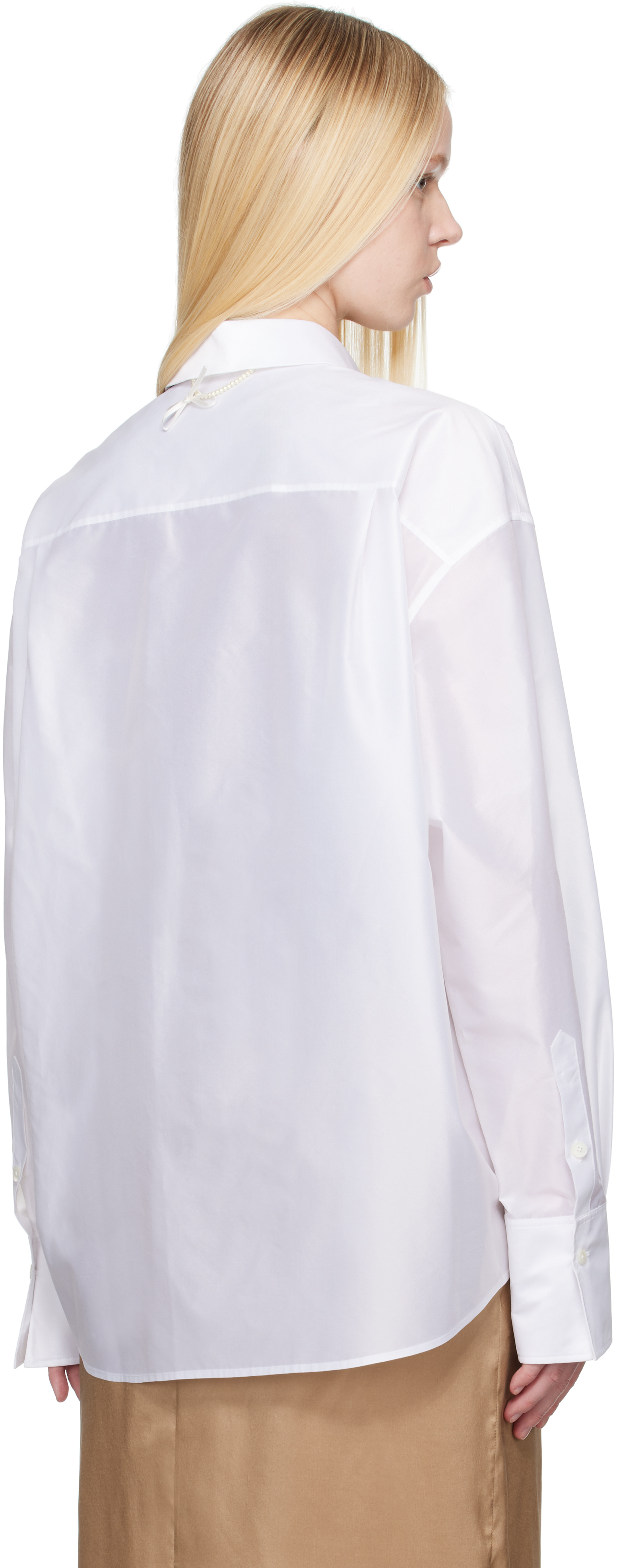 CARVEN WHITE SHEER TAFFETA SHIRT 