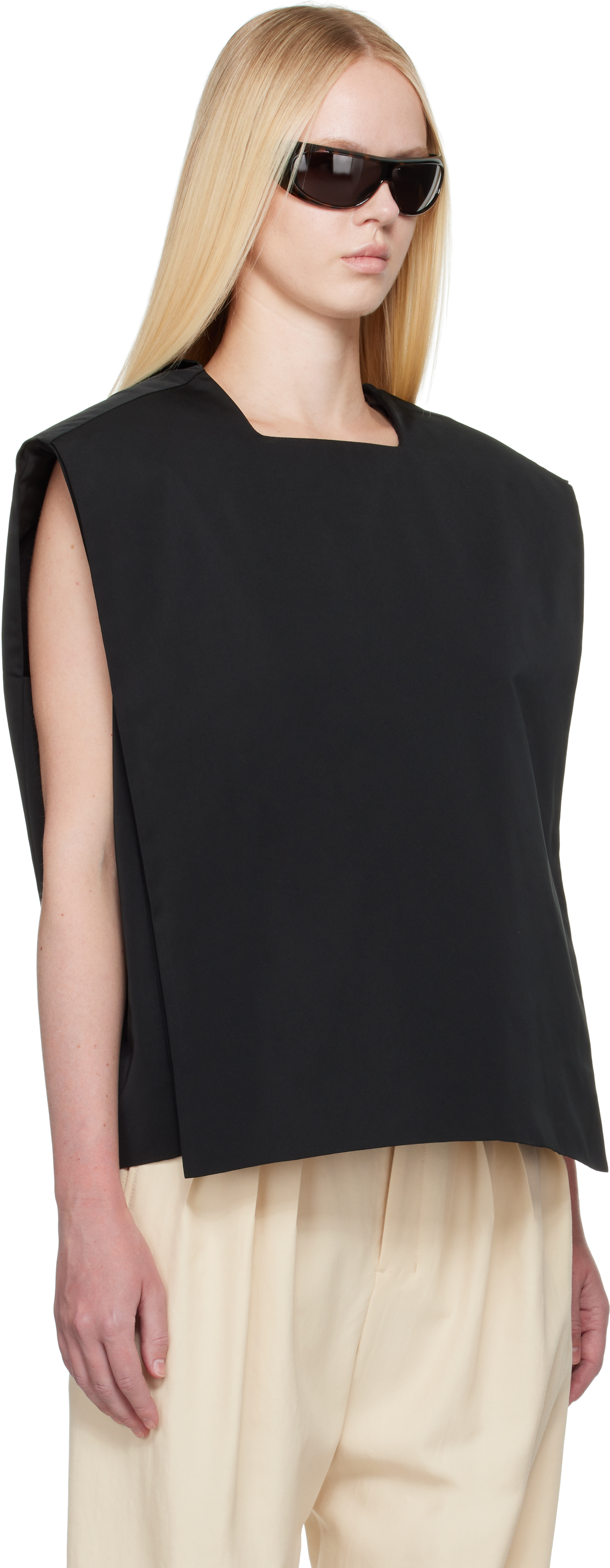Shop Carven Black Square Duchesse Top In Deep Black