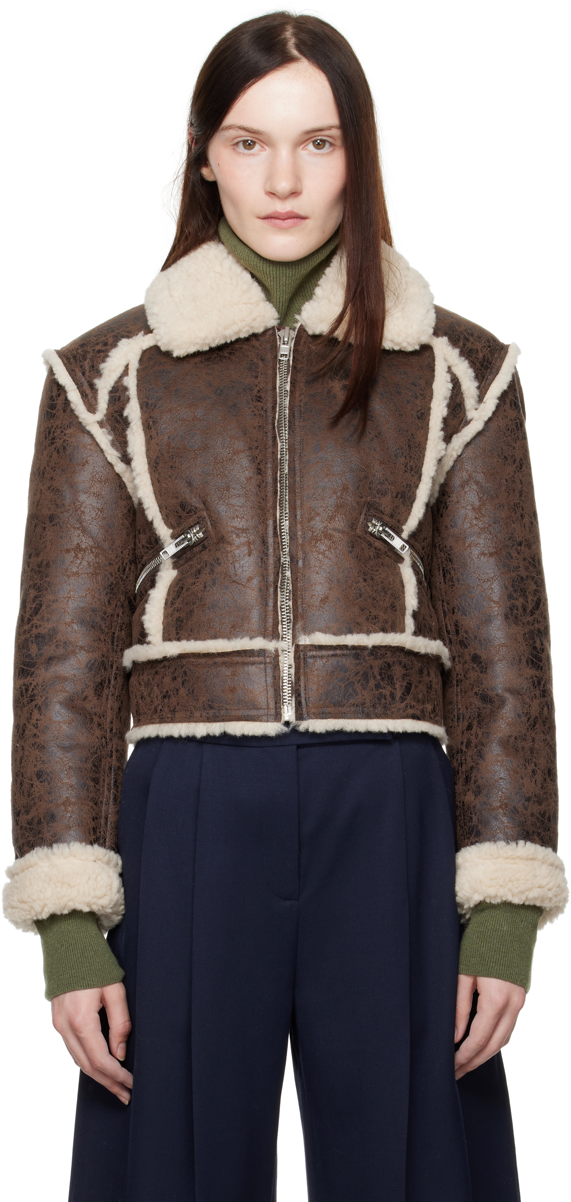 Brown Nyrah Faux-Leather Jacket