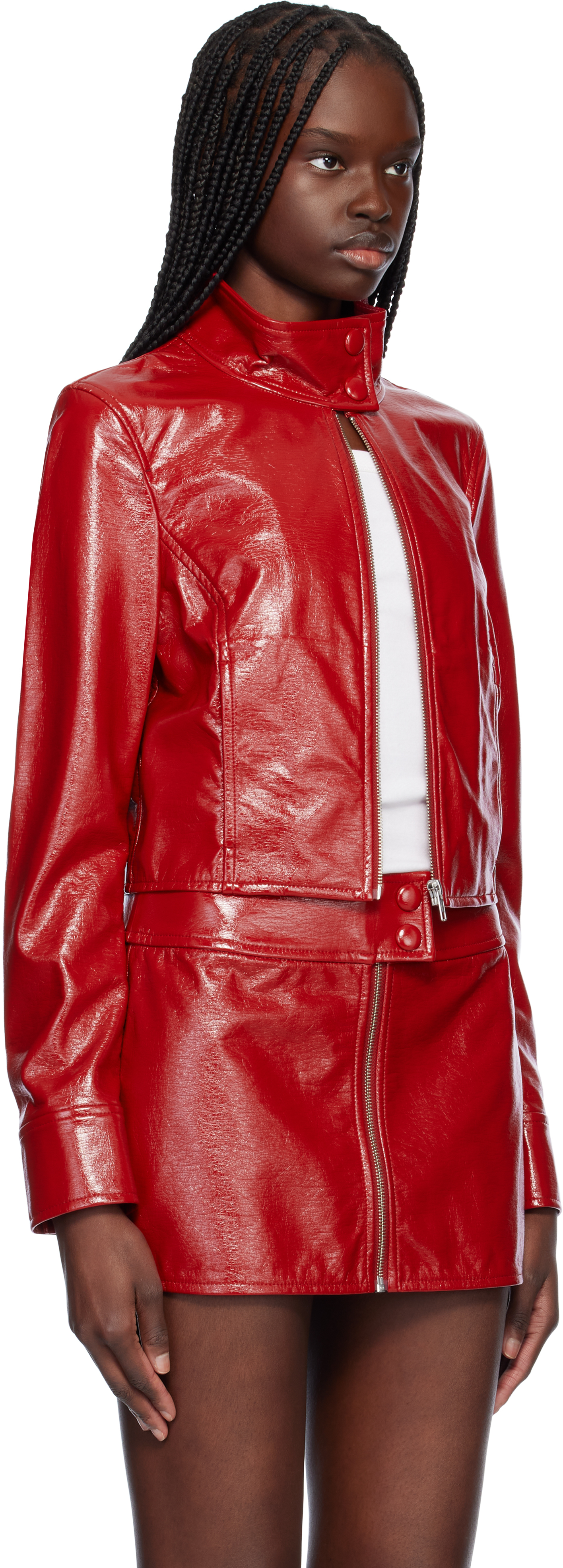 STAND STUDIO RED YAZ FAUX-LEATHER JACKET