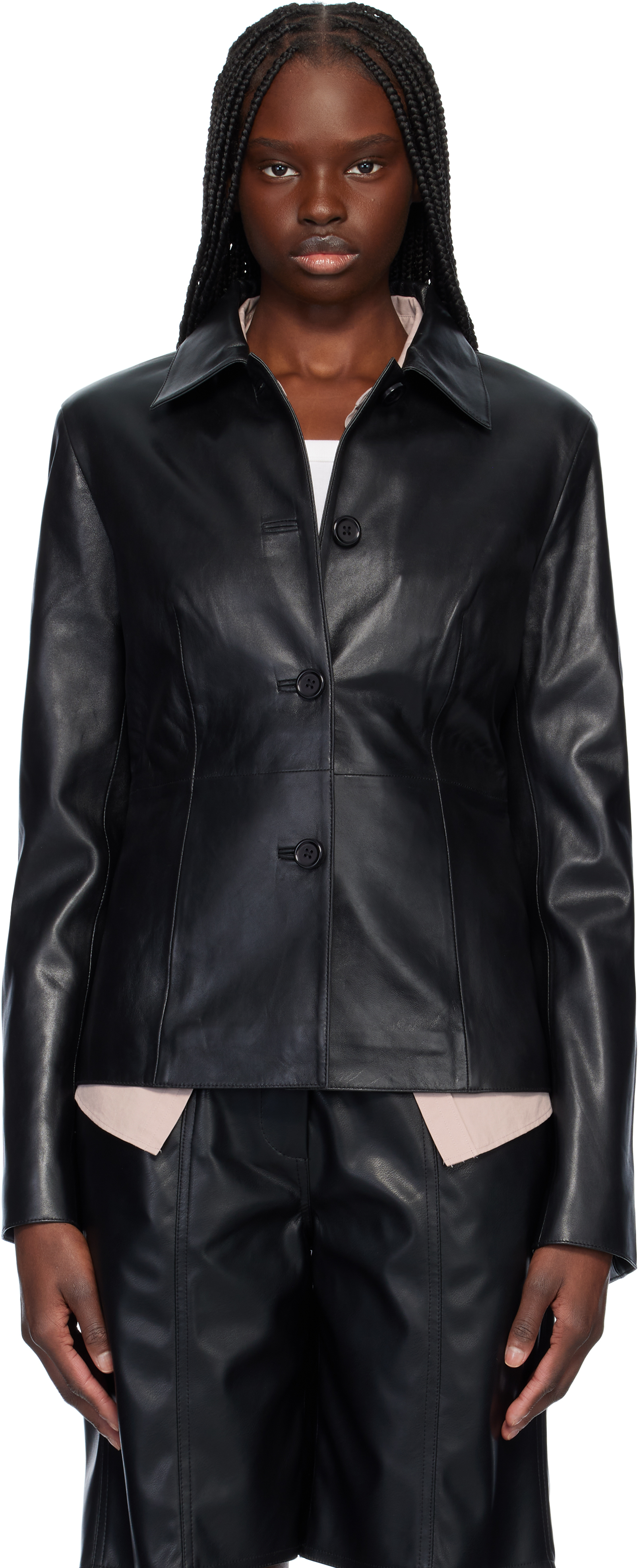 Stand Studio Black Izabella Leather Jacker In 89900 Black
