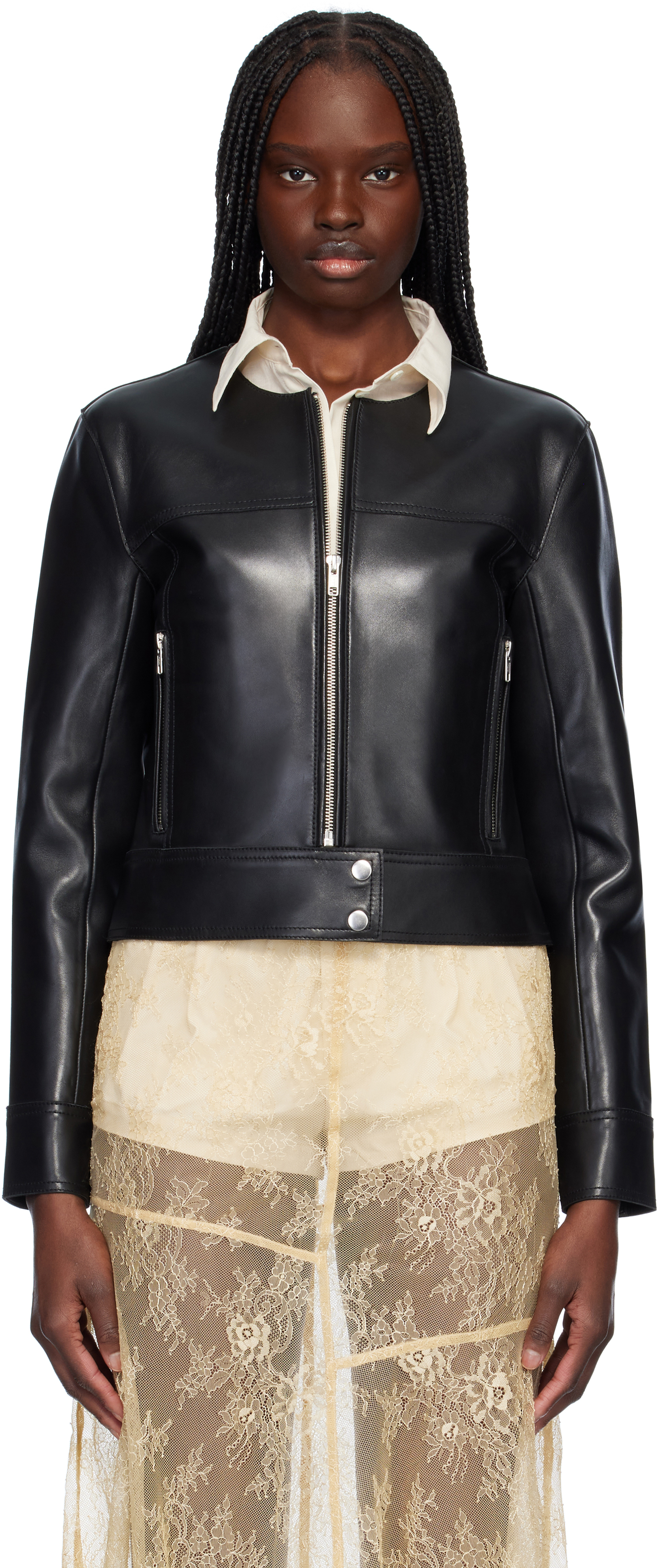 Shop Stand Studio Black Cassie Leather Jacket In 89900 Black