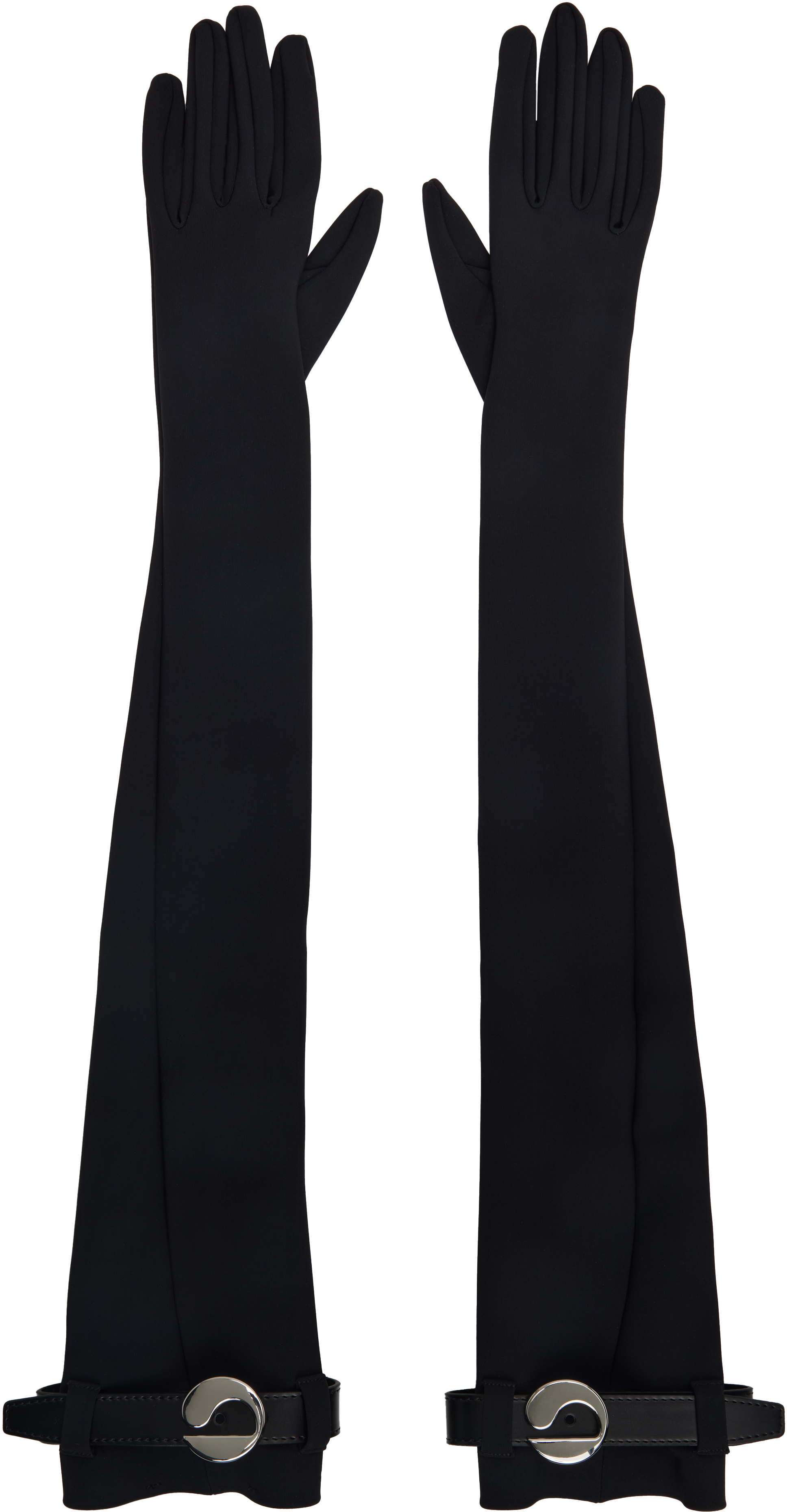 Coperni Black Logo Belted Jersey Gloves