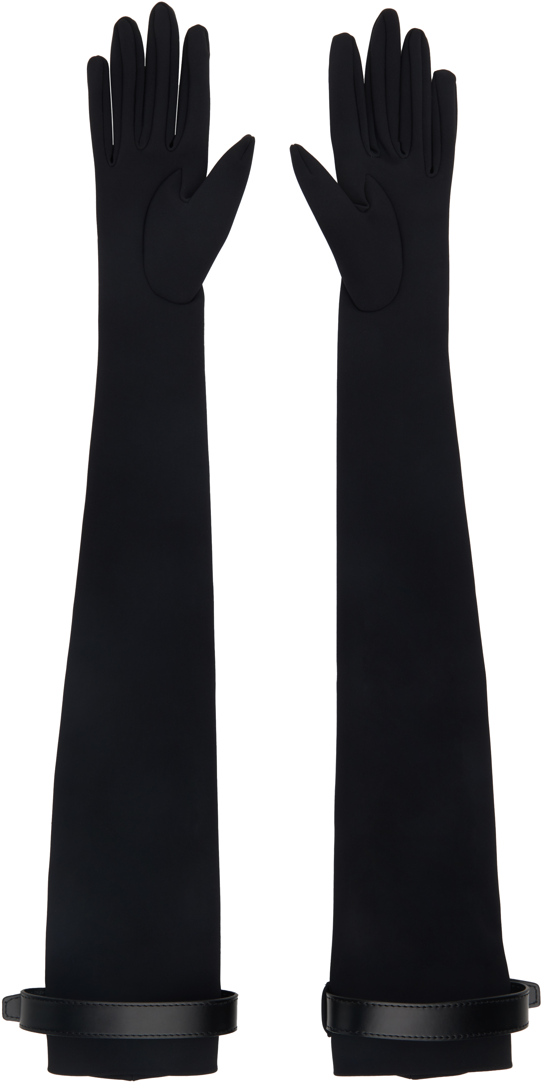 COPERNI BLACK LOGO BELTED JERSEY GLOVES