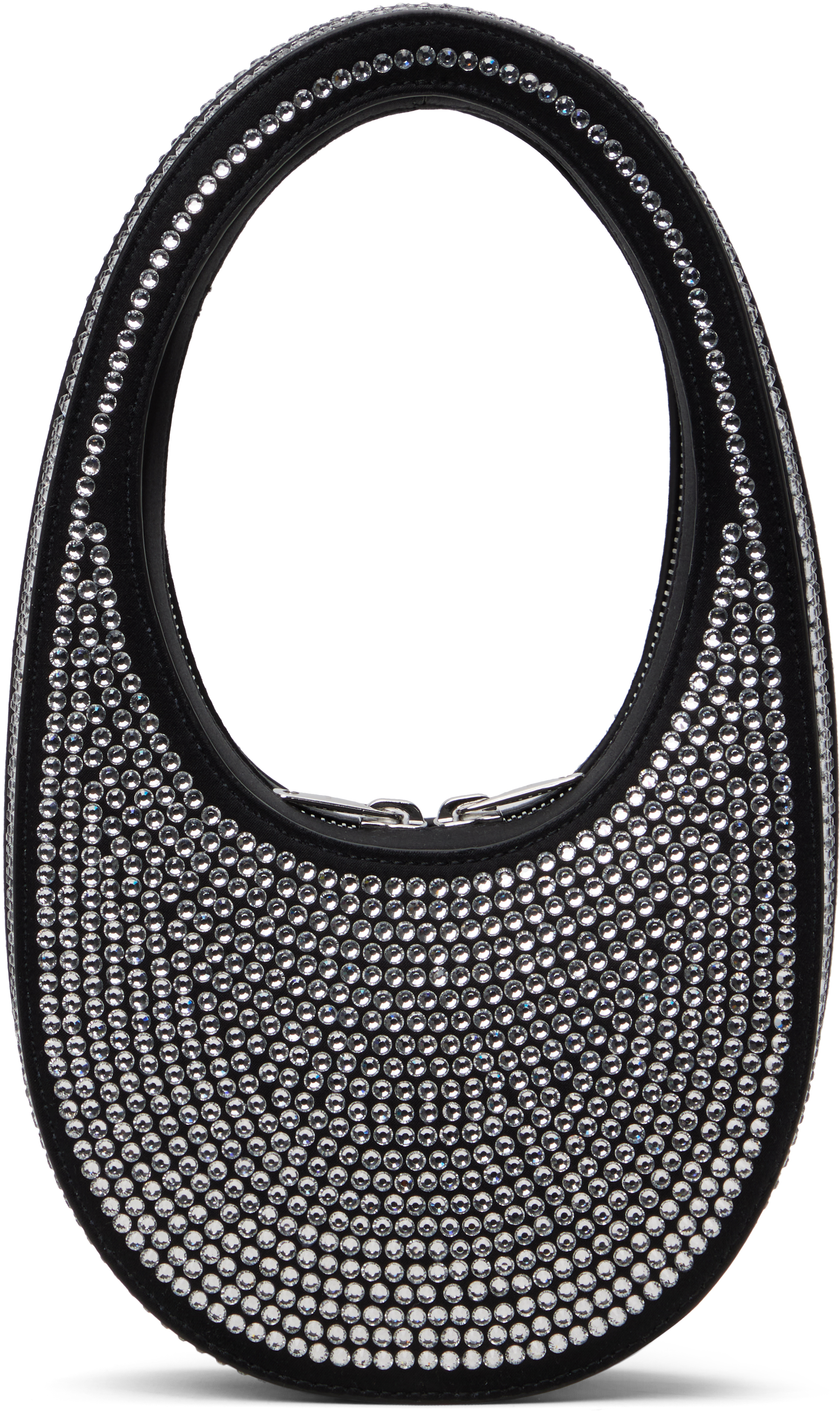 Black Crystal-Embellished Mini Swipe Bag