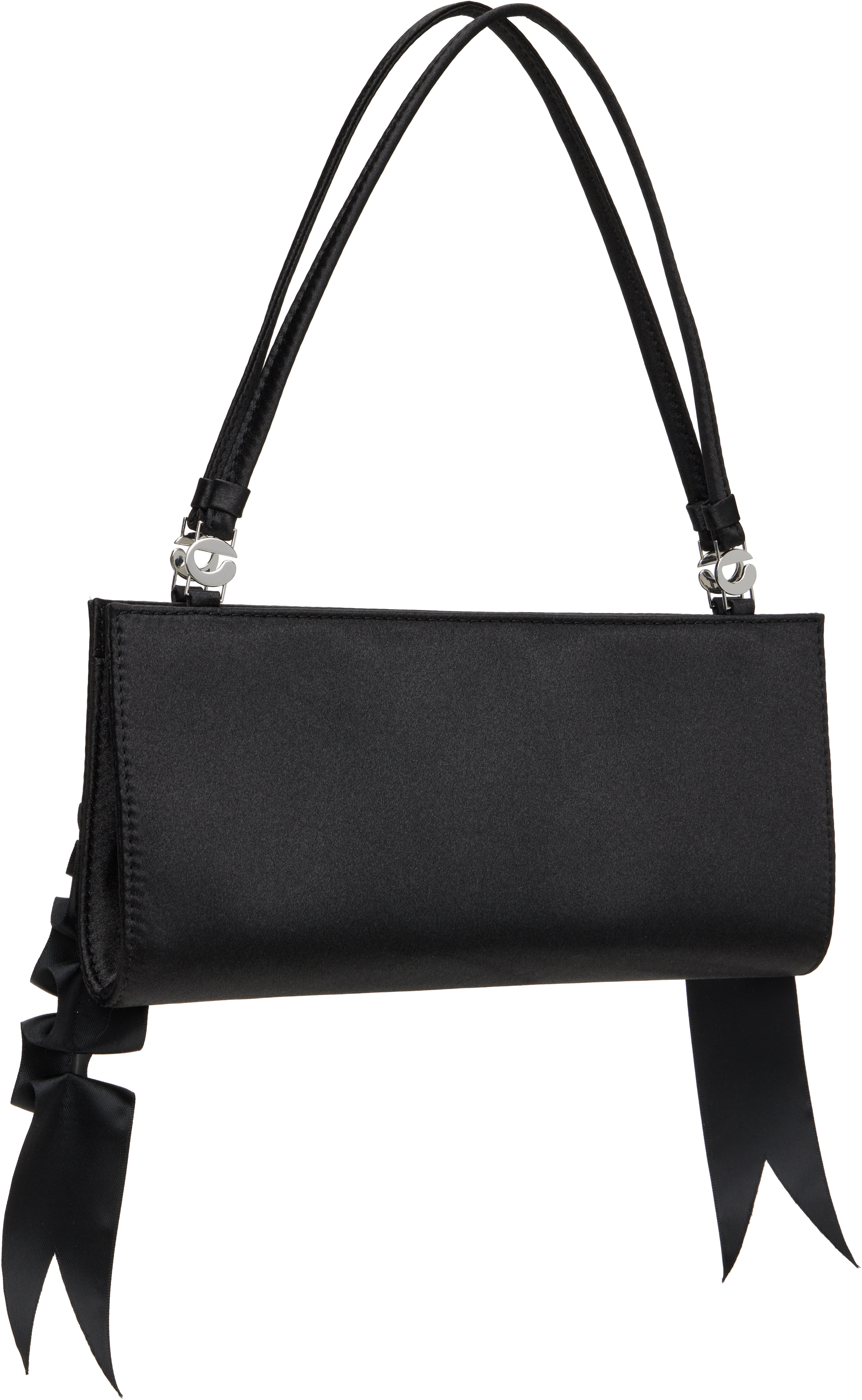 COPERNI BLACK PLEATED RIBBON SATIN POCHETTE BAG 