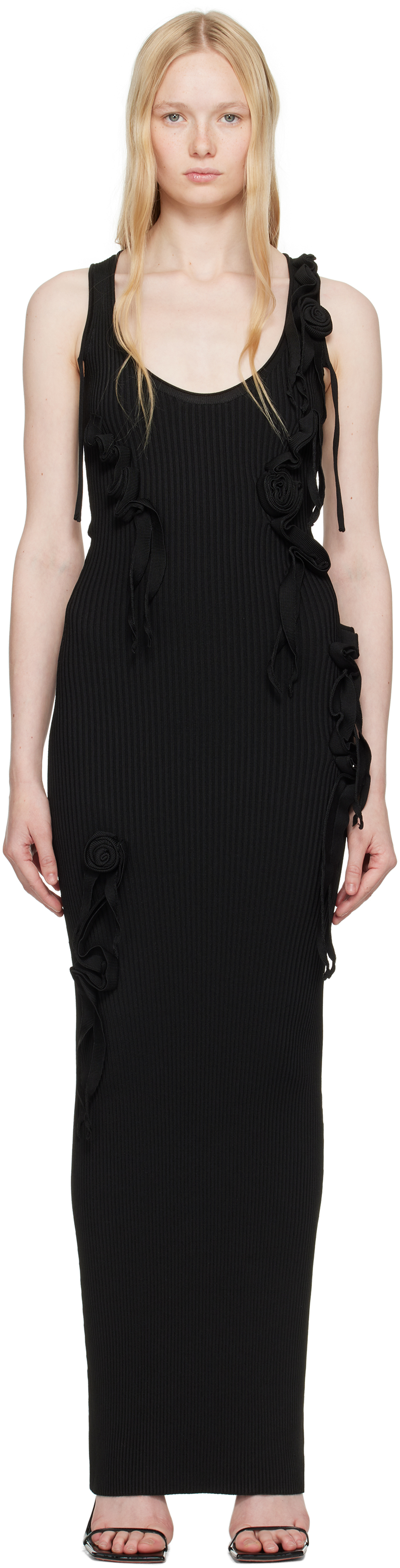 White Knitted Ribbon Long Tank Maxi Dress