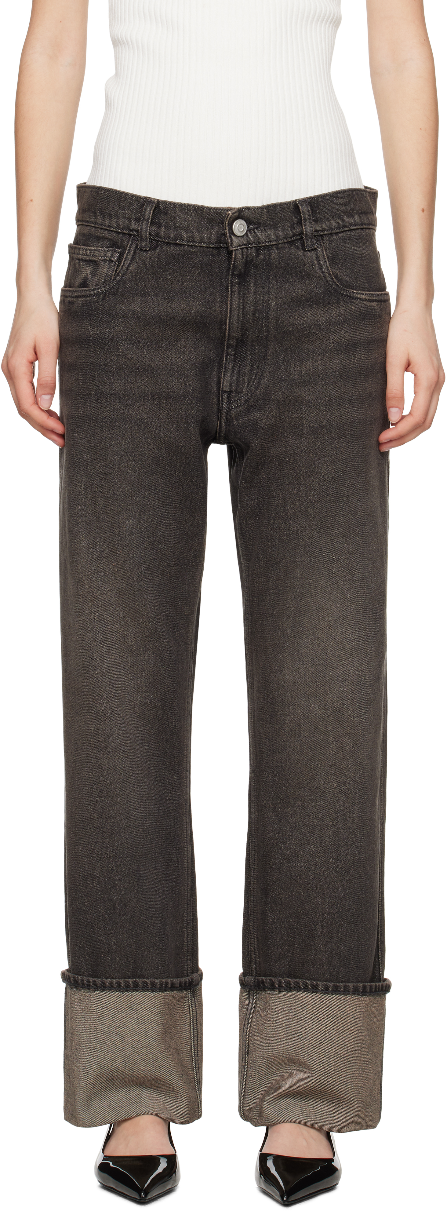 Shop Coperni Black Denim Boyfriend Jeans